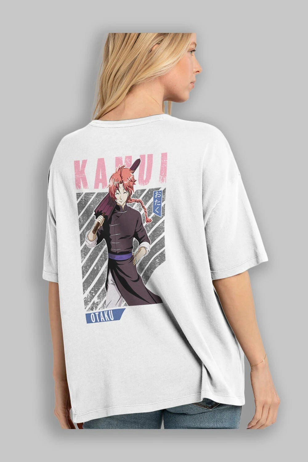 Kamui GINTAMA 1 Anime Arka Baskılı Oversize t-shirt Erkek Kadın Unisex