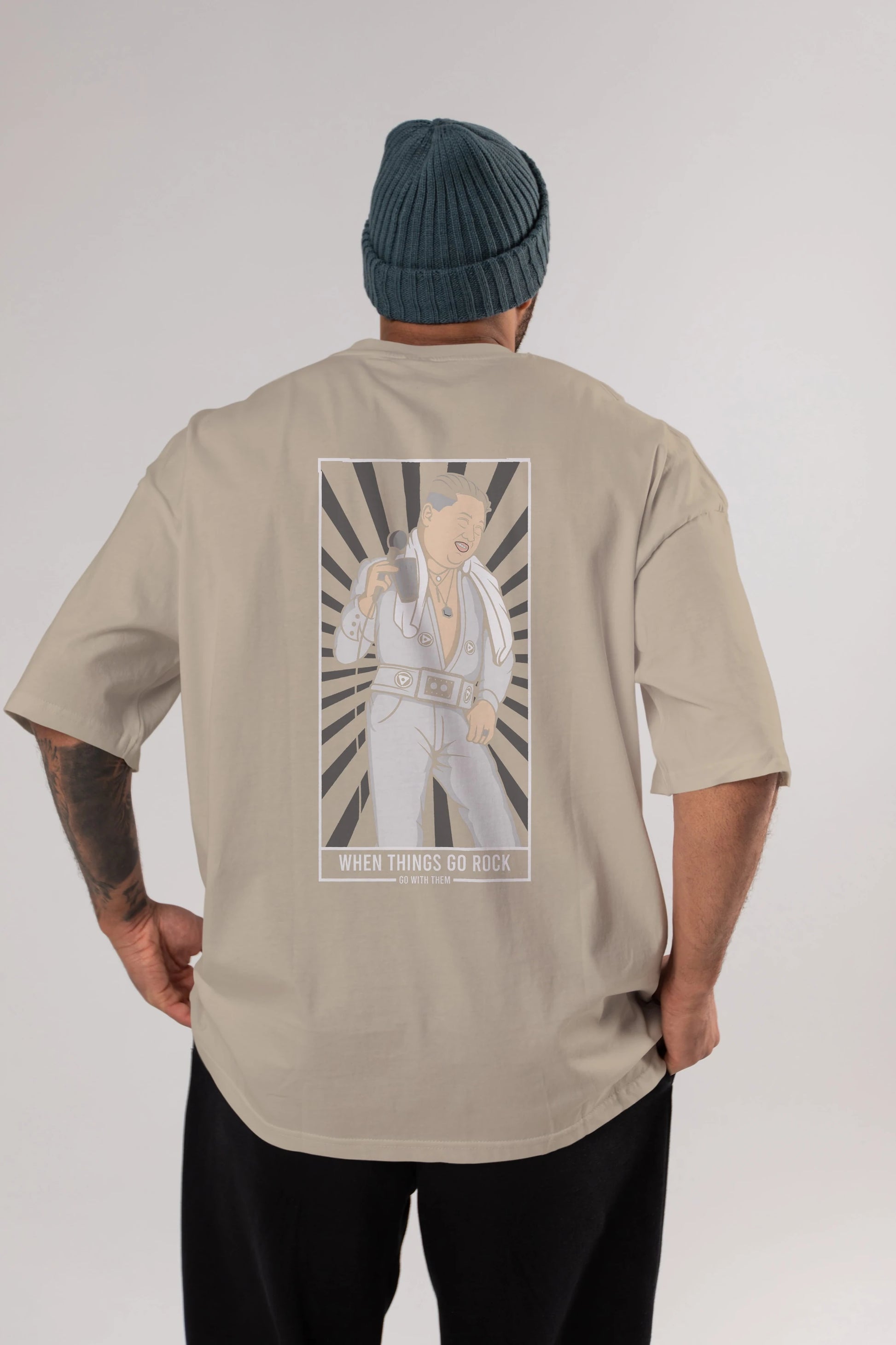 Kim Elvis Arka Baskılı Oversize t-shirt Erkek Kadın Unisex %100 Pamuk tişort