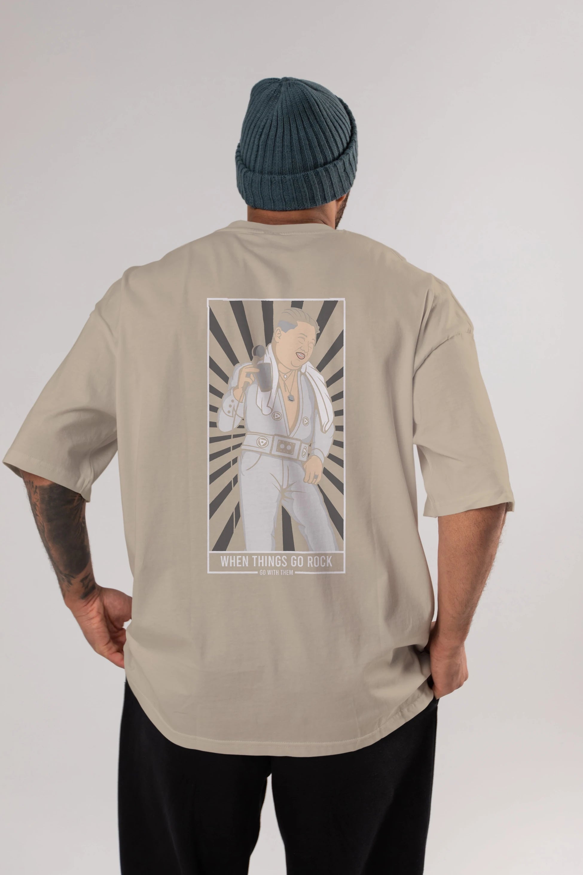 Kim Elvis Arka Baskılı Oversize t-shirt Erkek Kadın Unisex %100 Pamuk tişort