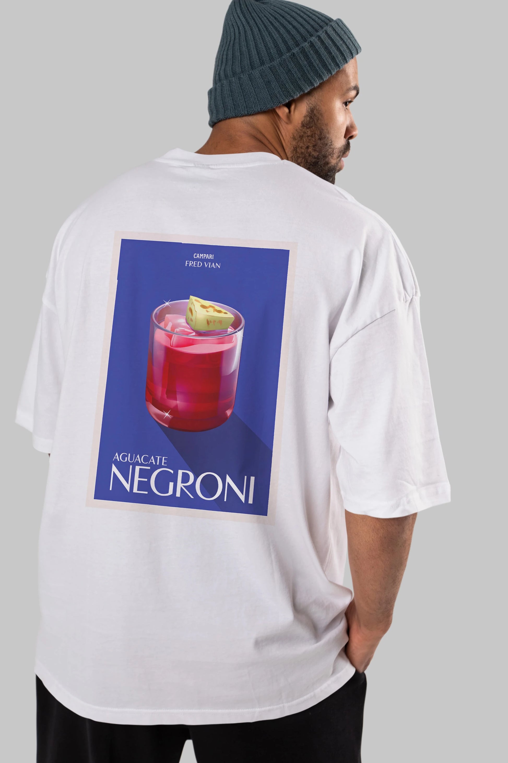 Aguacate Negroni Arka Baskılı Oversize t-shirt Erkek Kadın Unisex %100 Pamuk Bisiklet Yaka tişort