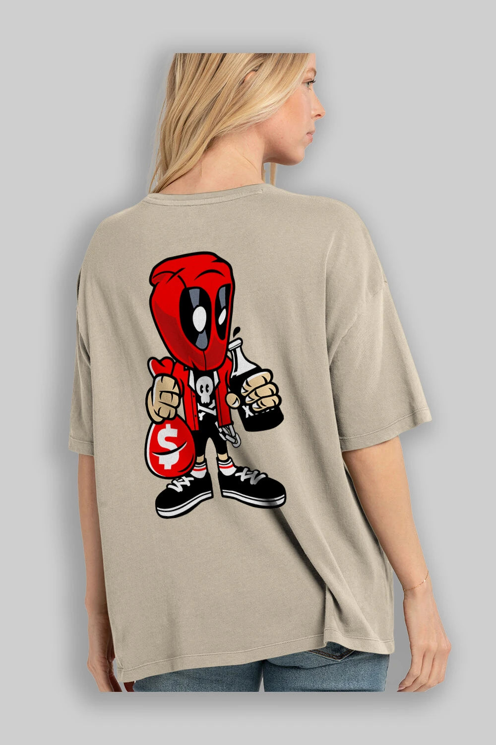 Deadpool (20) Arka Baskılı Oversize t-shirt Erkek Kadın Unisex %100 Pamuk Bisiklet Yaka tişort