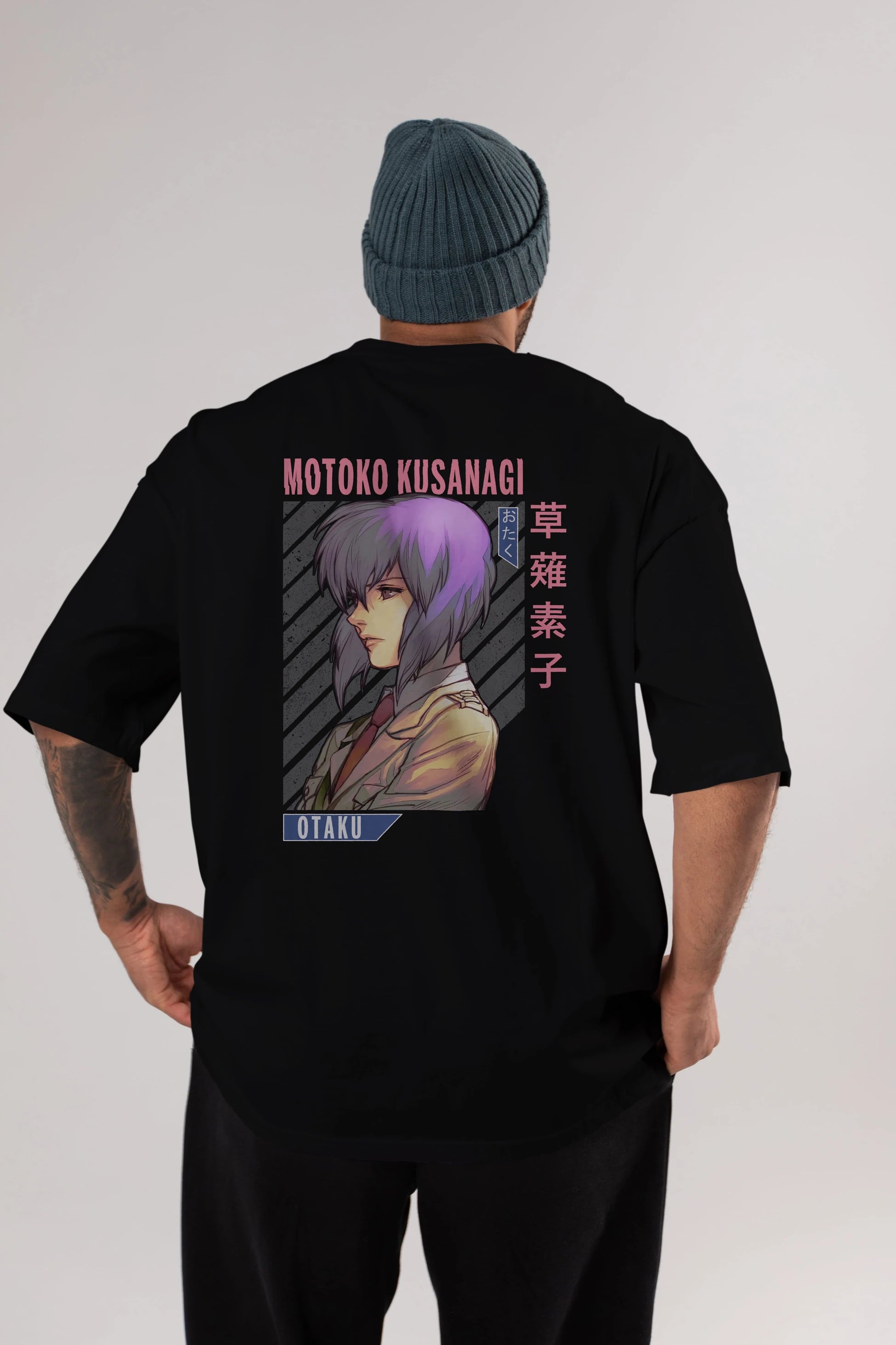 Motoko Kusanagi 4 Anime Arka Baskılı Oversize t-shirt Erkek Kadın Unisex