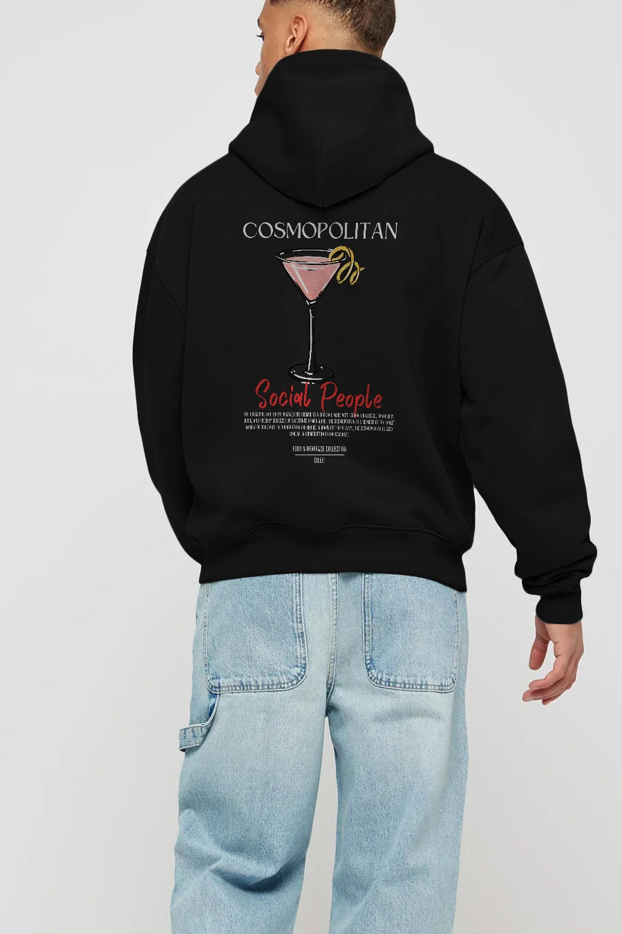Cosmopolitan Kokteyl Arka Baskılı Hoodie Oversize Kapüşonlu Sweatshirt Erkek Kadın