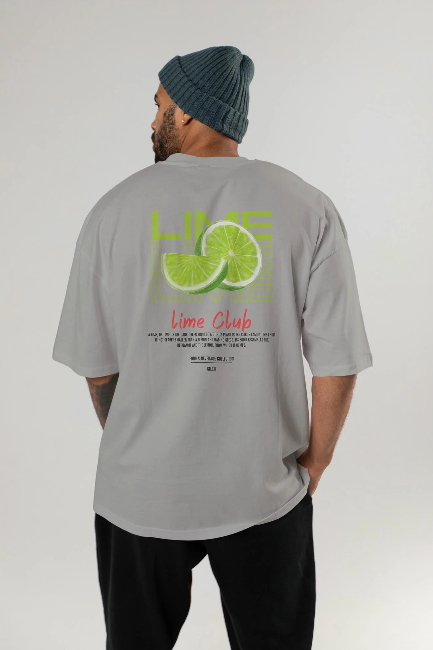 Lime Kokteyl Serisi Baskılı Oversize t-shirt Erkek Kadın Unisex %100 Pamuk Bisiklet Yaka tişort