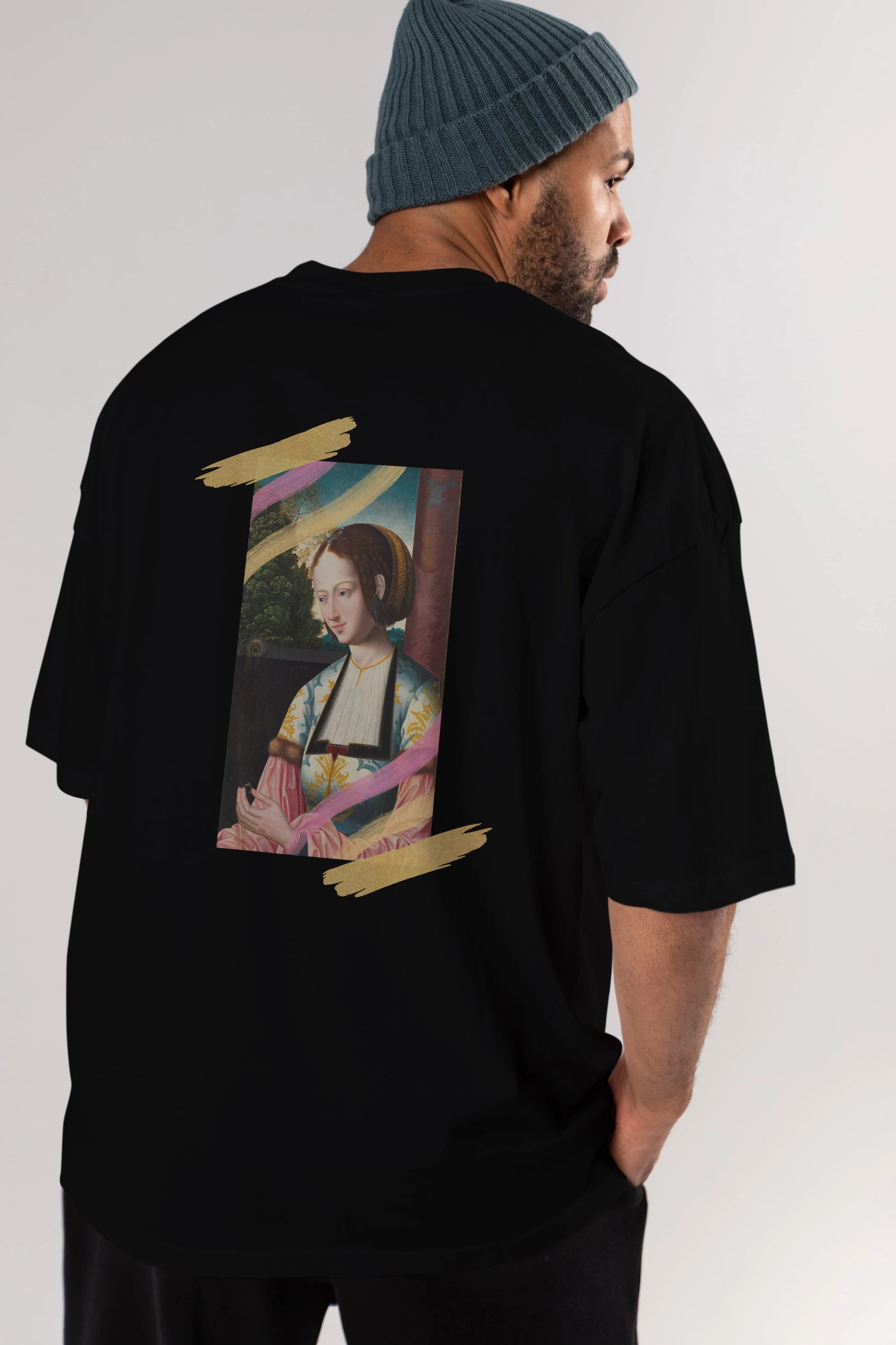 Woman Portrait Arka Baskılı Oversize t-shirt Erkek Kadın Unisex