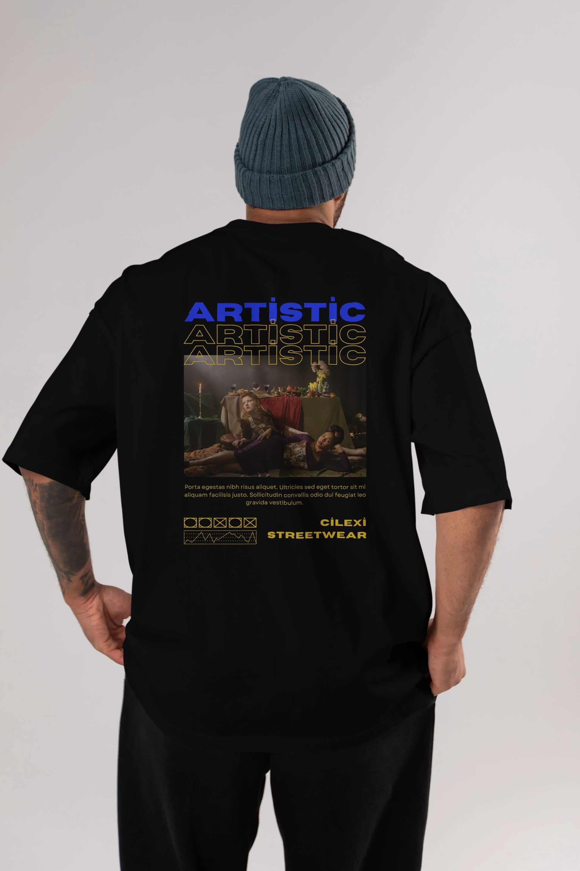 Artistic Yazılı Streetwear Arka Baskılı Oversize t-shirt Erkek Kadın Unisex
