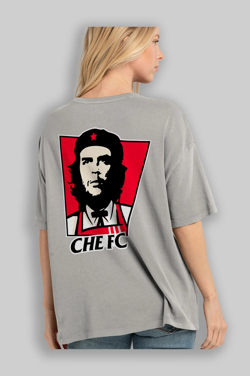 Che FC Arka Baskılı Oversize t-shirt Erkek Kadın Unisex %100 Pamuk Bisiklet Yaka tişort