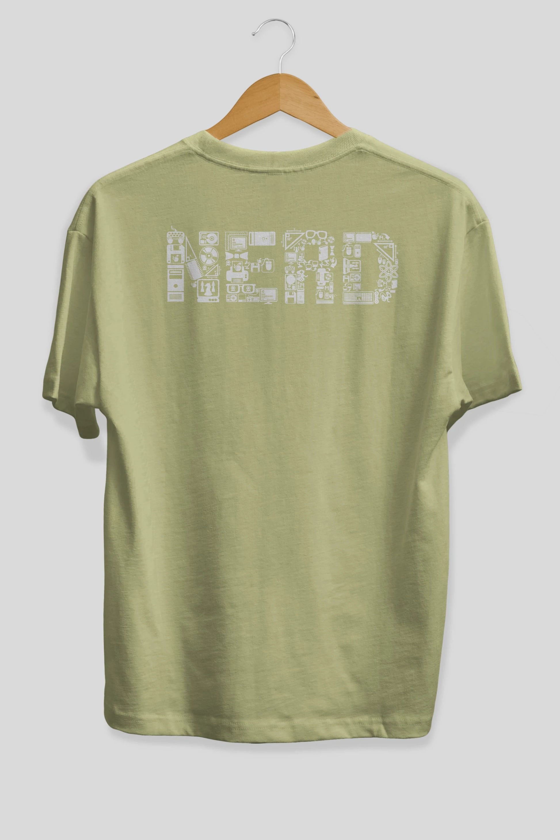 NERD Arka Baskılı Oversize t-shirt %100 pamuk Erkek Kadın Unisex