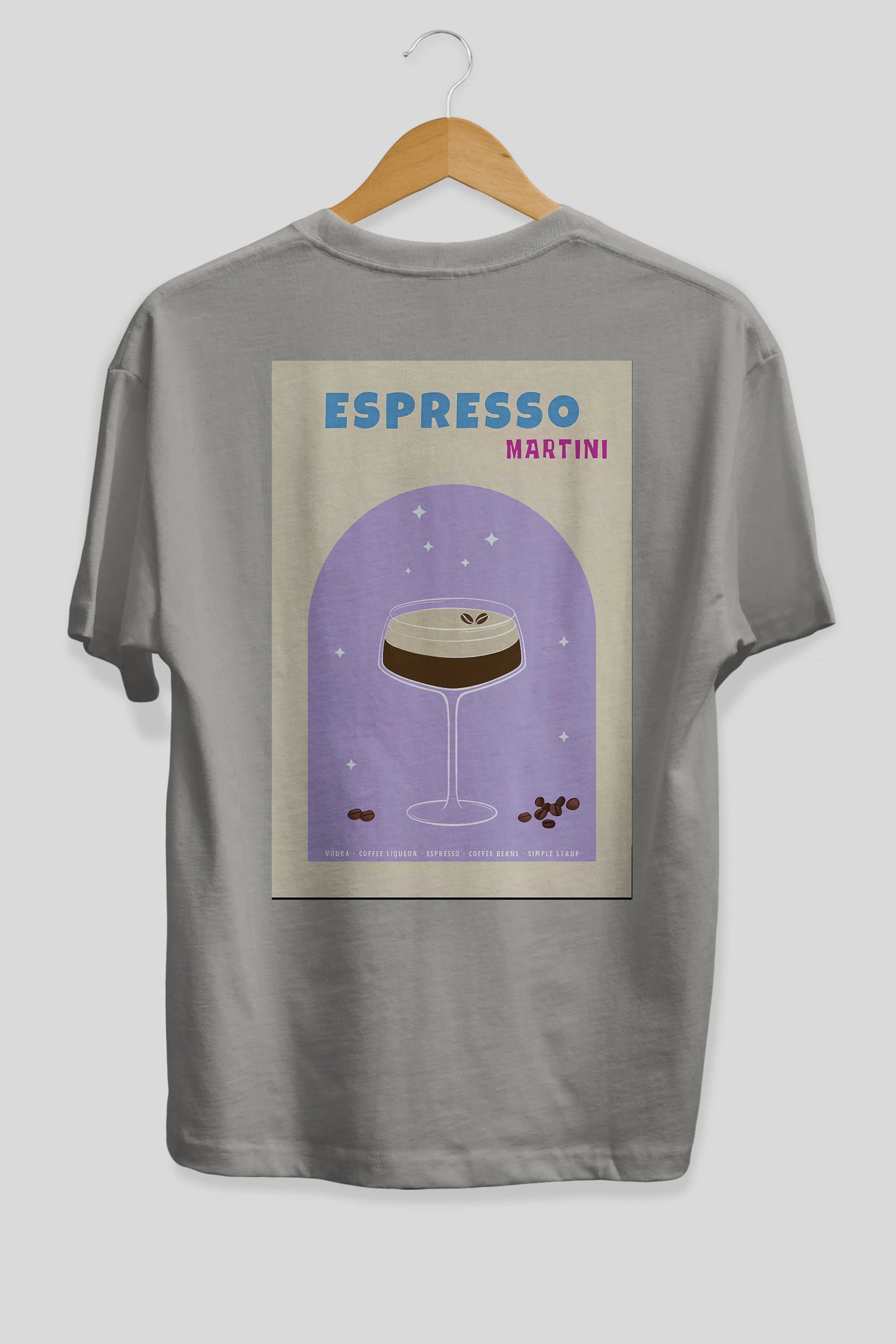 Espresso Martini 5 Arka Baskılı Oversize t-shirt Erkek Kadın Unisex %100 Pamuk Bisiklet Yaka tişort
