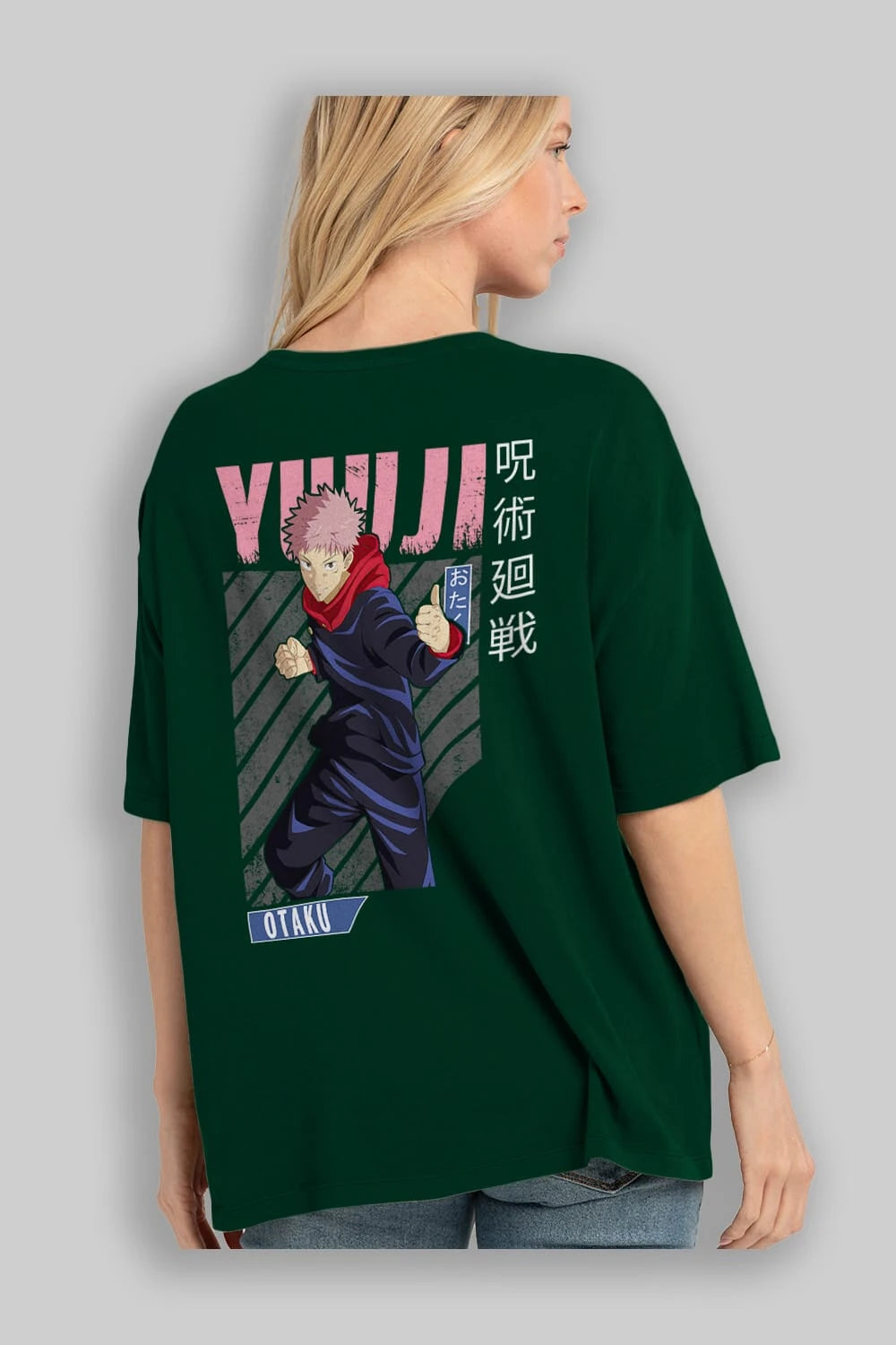 Yuuji Itadori Anime Arka Baskılı Oversize t-shirt Erkek Kadın Unisex
