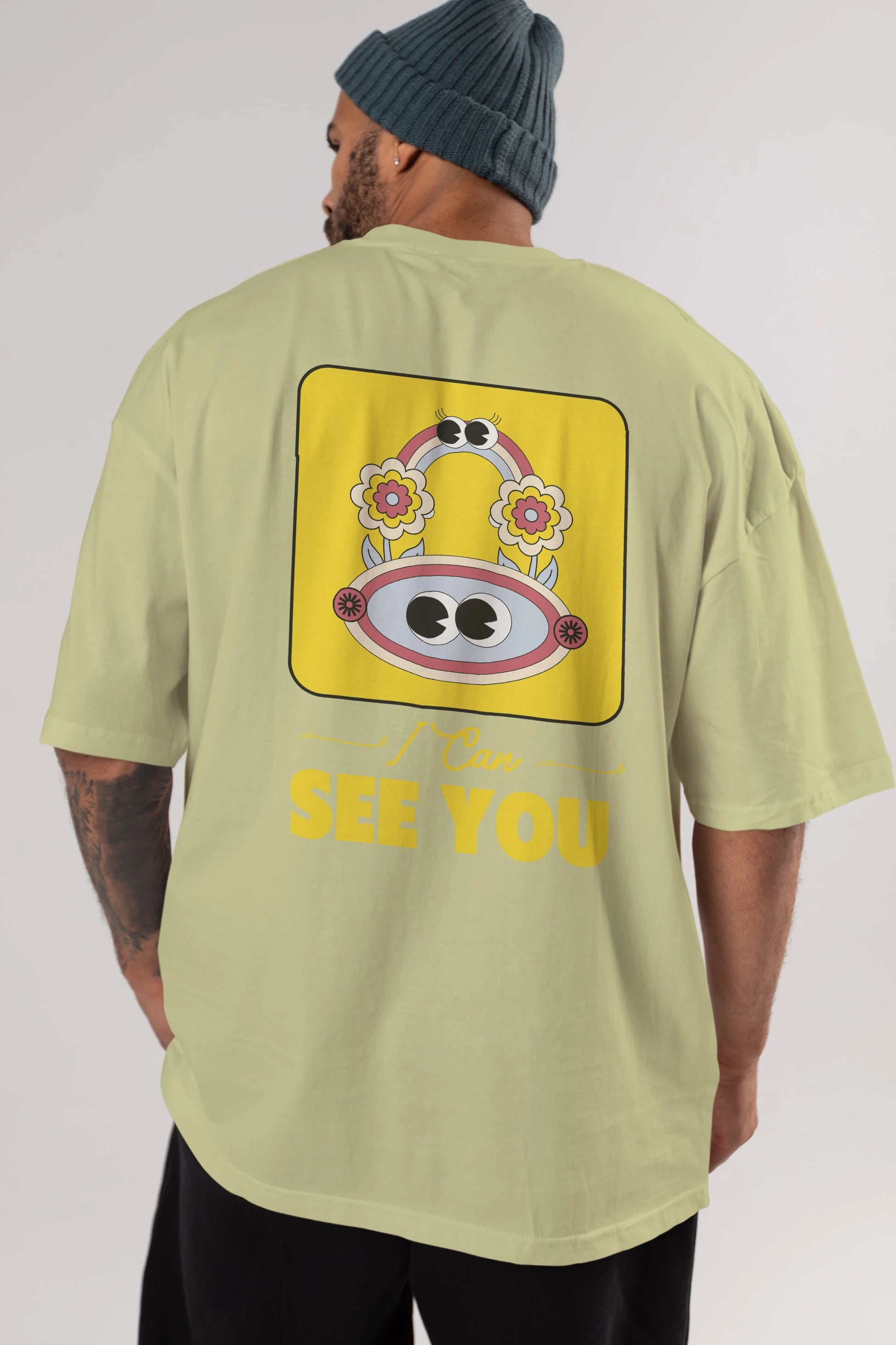 I Can See You Yazılı Arka Baskılı Oversize t-shirt Erkek Kadın Unisex