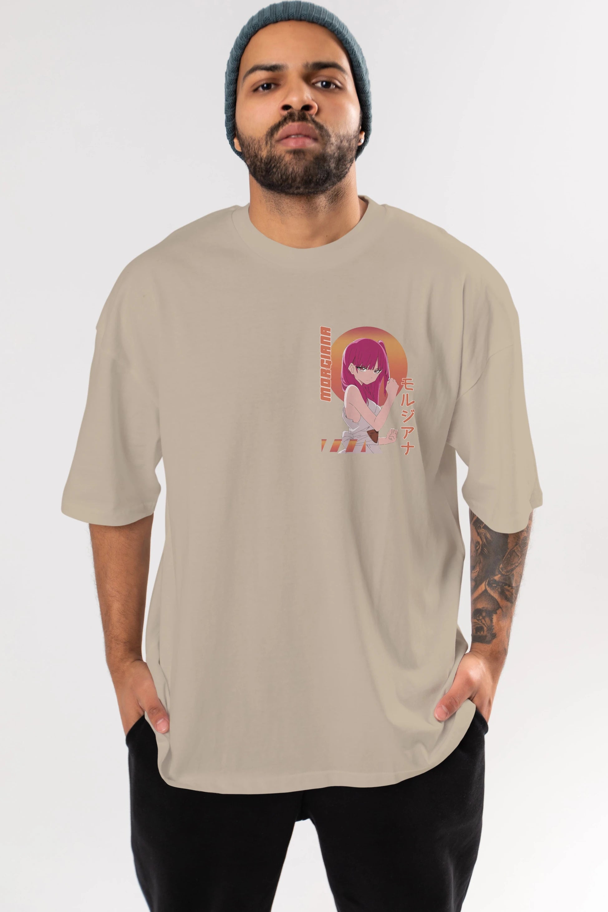 Morgiana 5 Ön Sol Baskılı Oversize t-shirt Erkek Kadın Unisex %100 Pamuk Bisiklet Yaka tişort