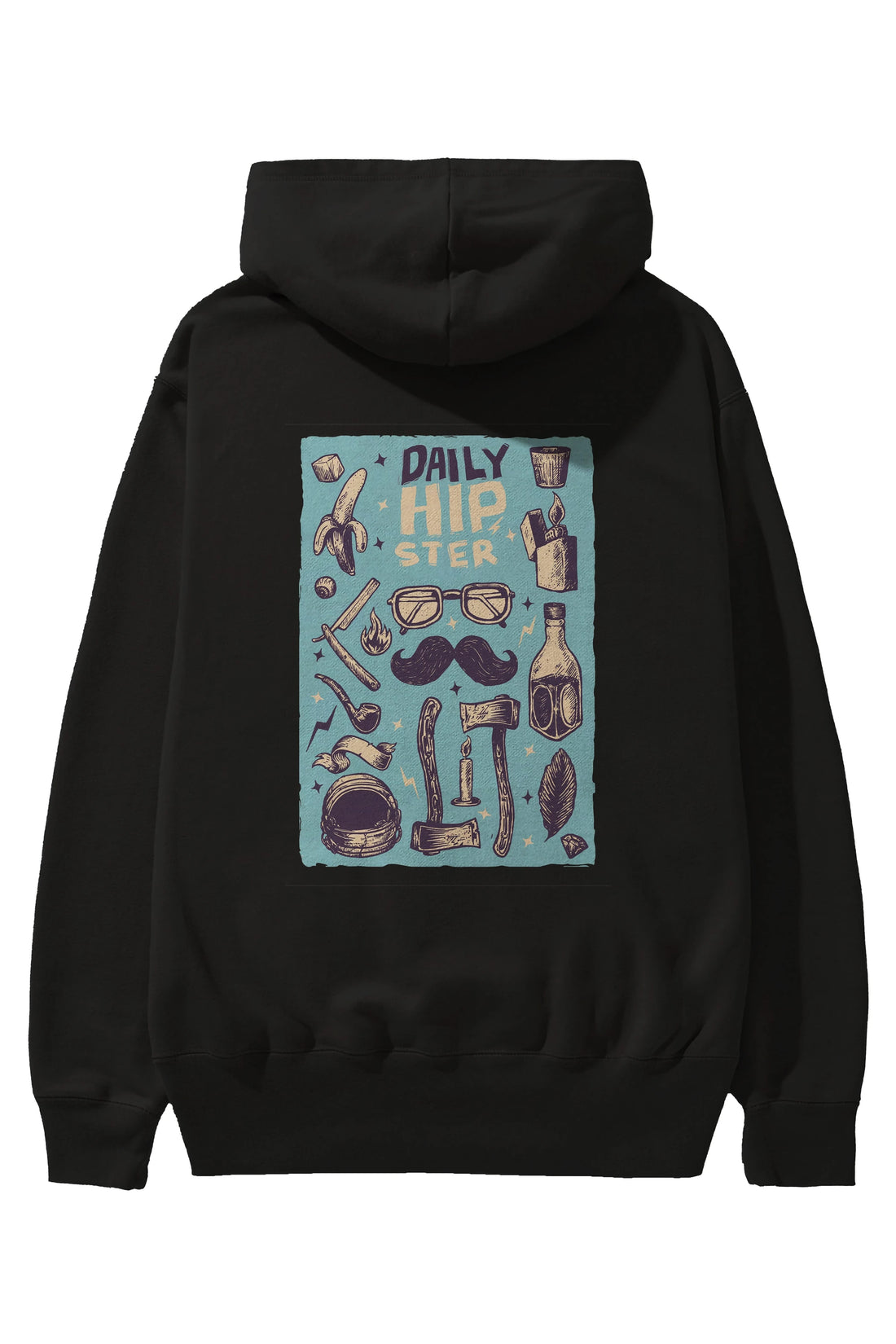 Hipster Arka Baskılı Hoodie Oversize Kapüşonlu Sweatshirt Erkek Kadın Unisex