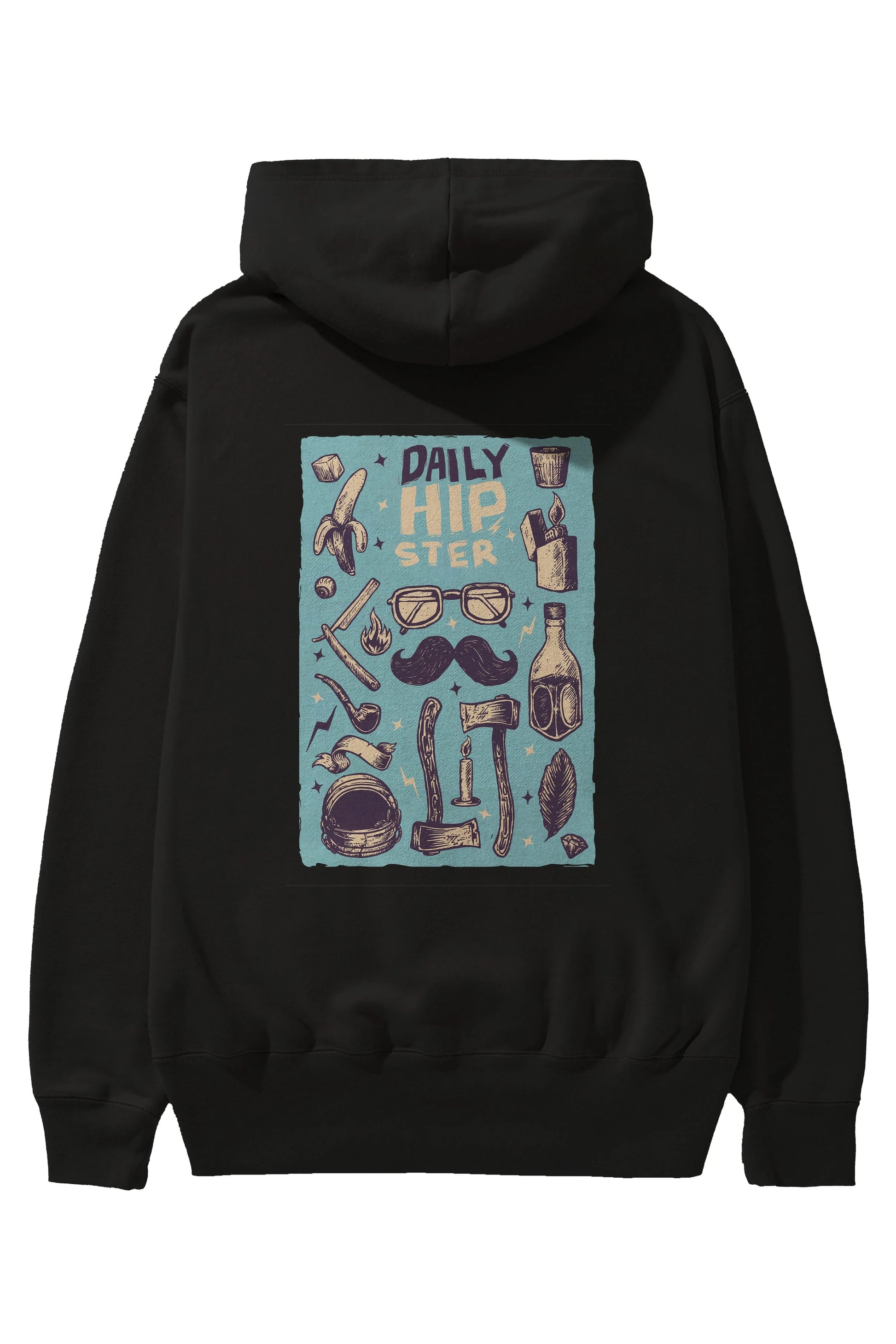 Hipster Arka Baskılı Hoodie Oversize Kapüşonlu Sweatshirt Erkek Kadın Unisex