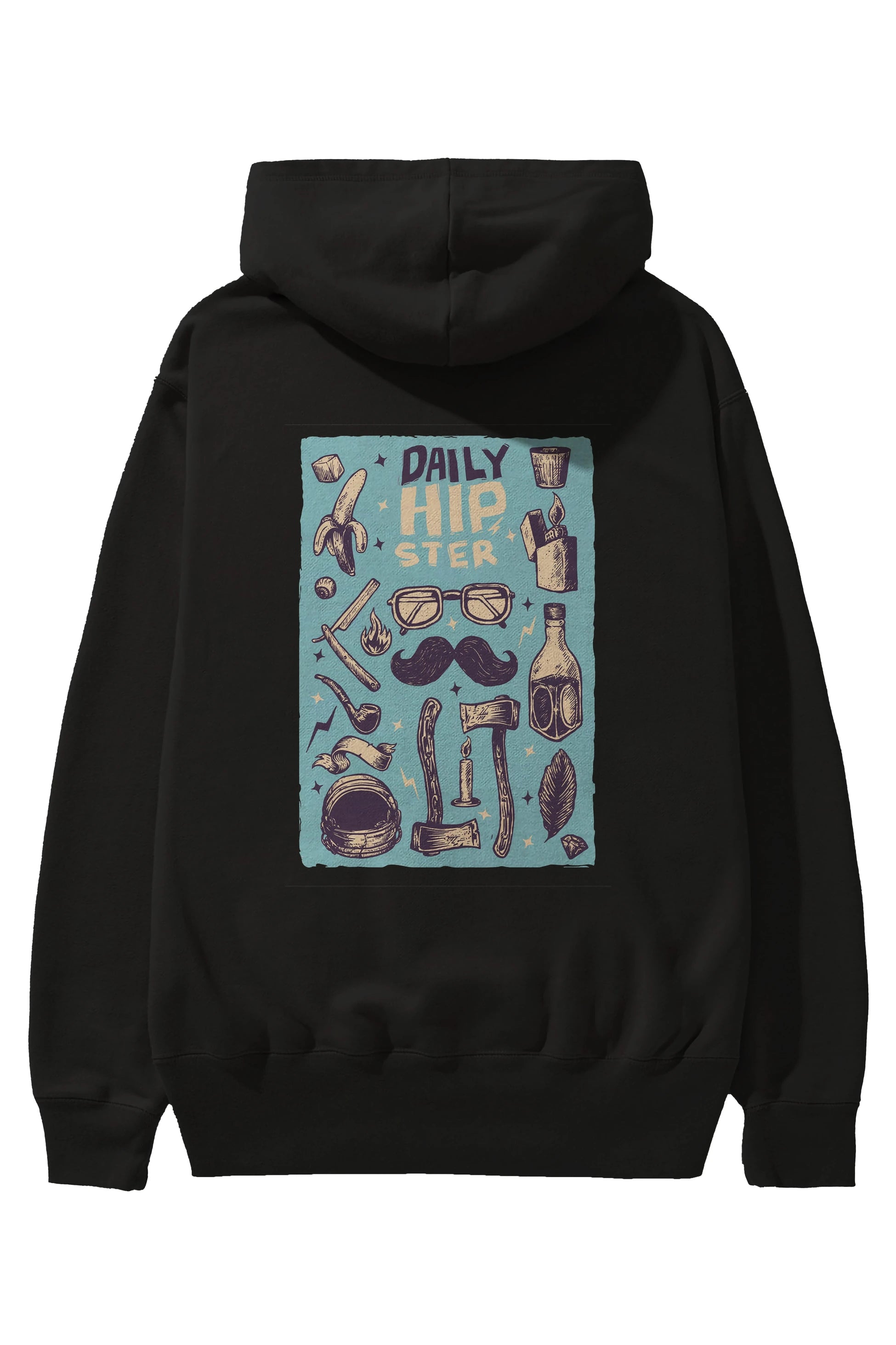 Hipster Arka Baskılı Hoodie Oversize Kapüşonlu Sweatshirt Erkek Kadın Unisex