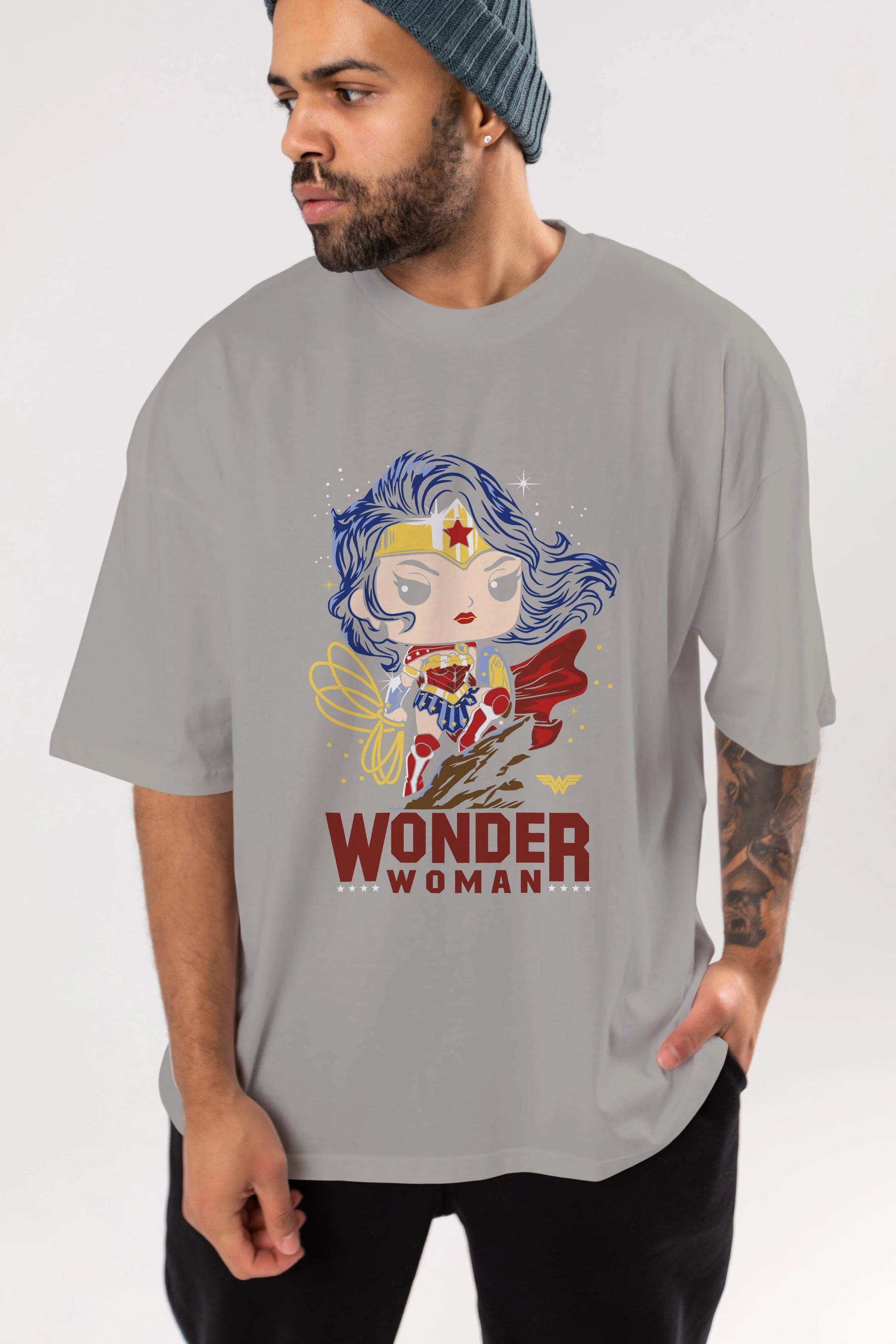 Wonder Woman (2) Ön Baskılı Oversize t-shirt Erkek Kadın Unisex %100 Pamuk Bisiklet Yaka tişort
