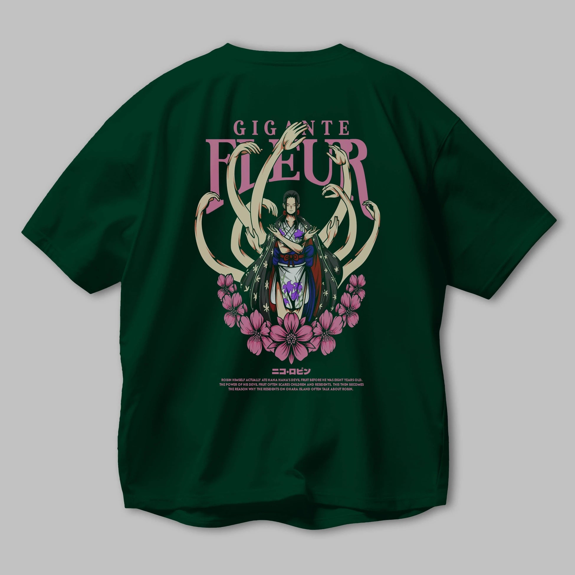 Gigante Fleur Anime Arka Baskılı Oversize t-shirt Erkek Kadın Unisex