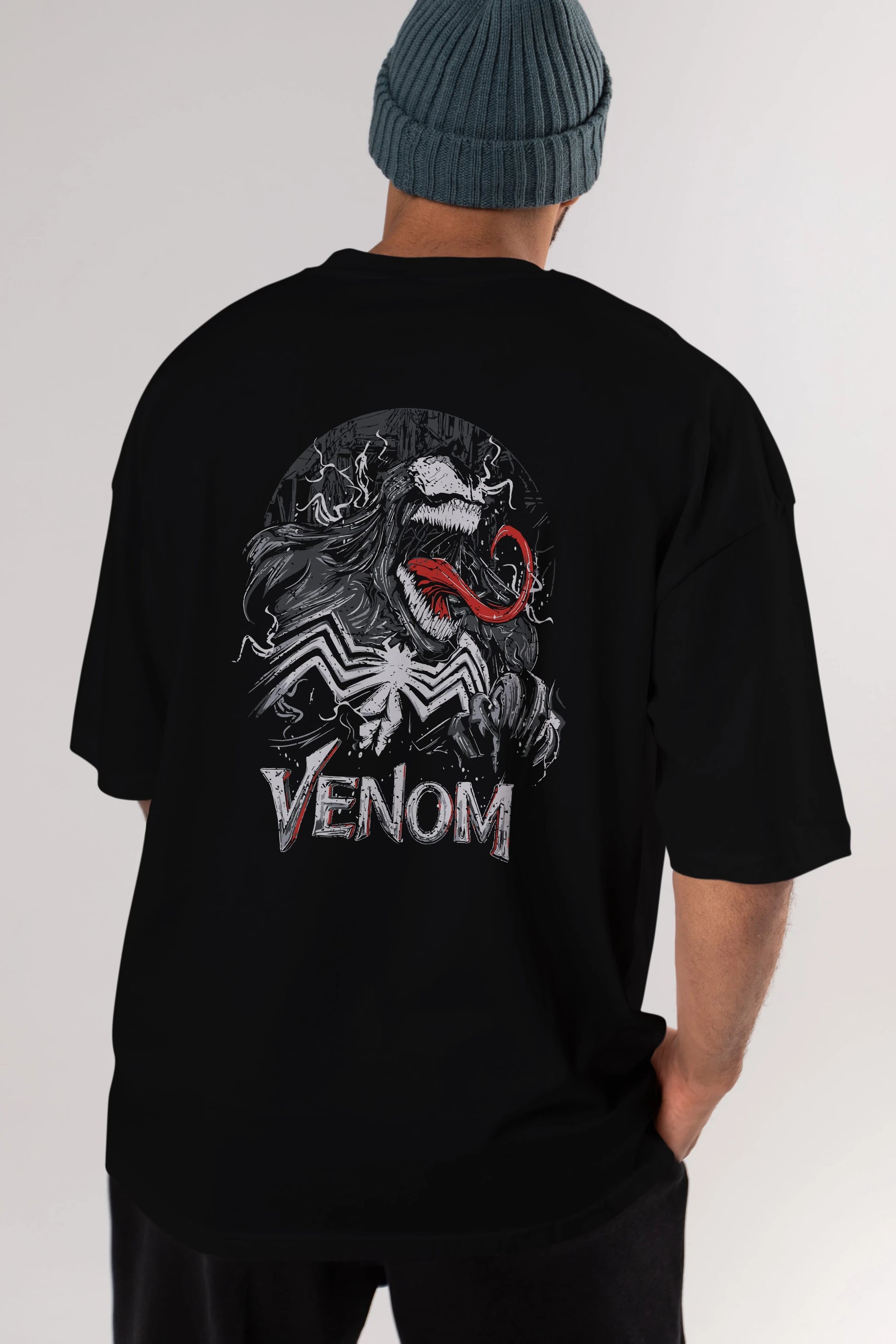 Venom (13) Arka Baskılı Oversize t-shirt Erkek Kadın Unisex %100 Pamuk Bisiklet Yaka tişort