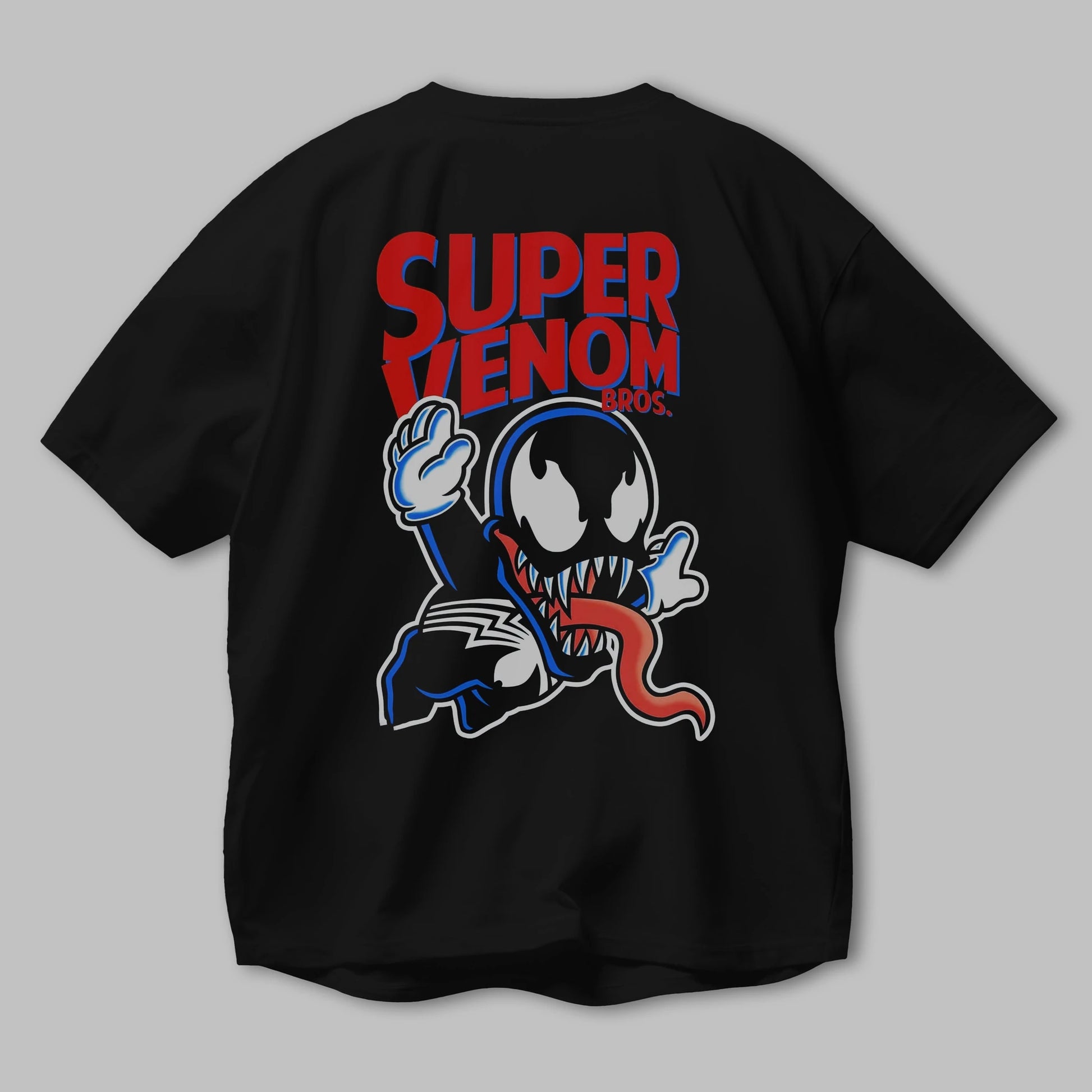 Super Venom Arka Baskılı Oversize t-shirt Erkek Kadın Unisex %100 Pamuk Bisiklet Yaka tişort