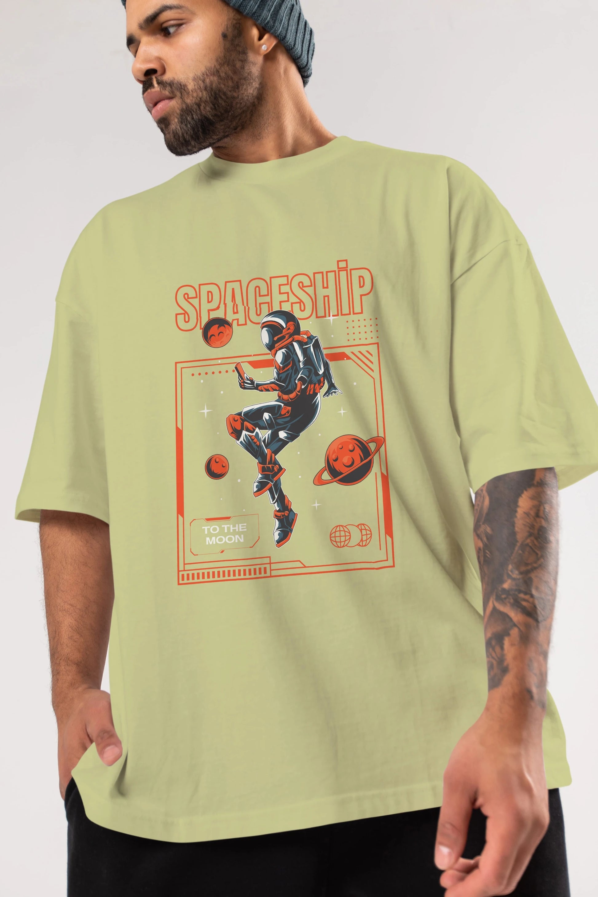 Spaceship Ön Baskılı Oversize t-shirt Erkek Kadın Unisex