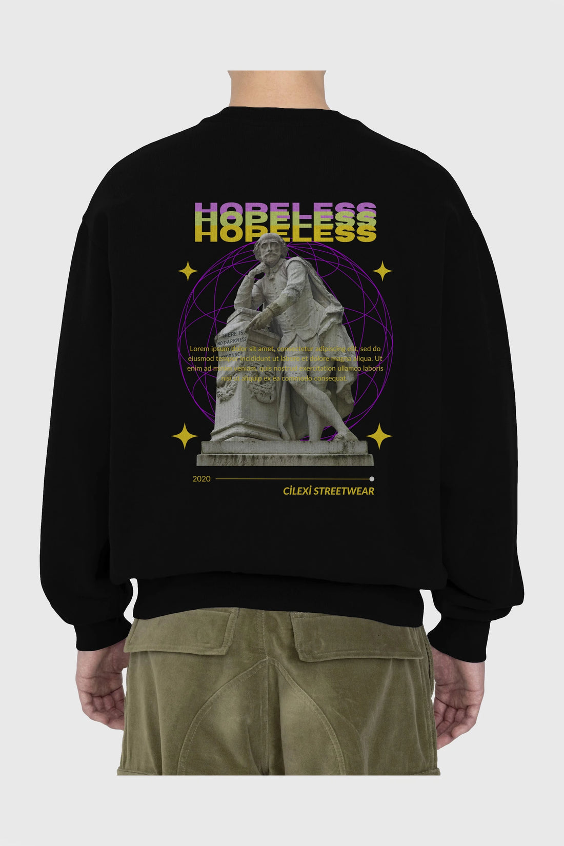 Hopeless Arka Baskılı Oversize Sweatshirt Erkek Kadın Unisex