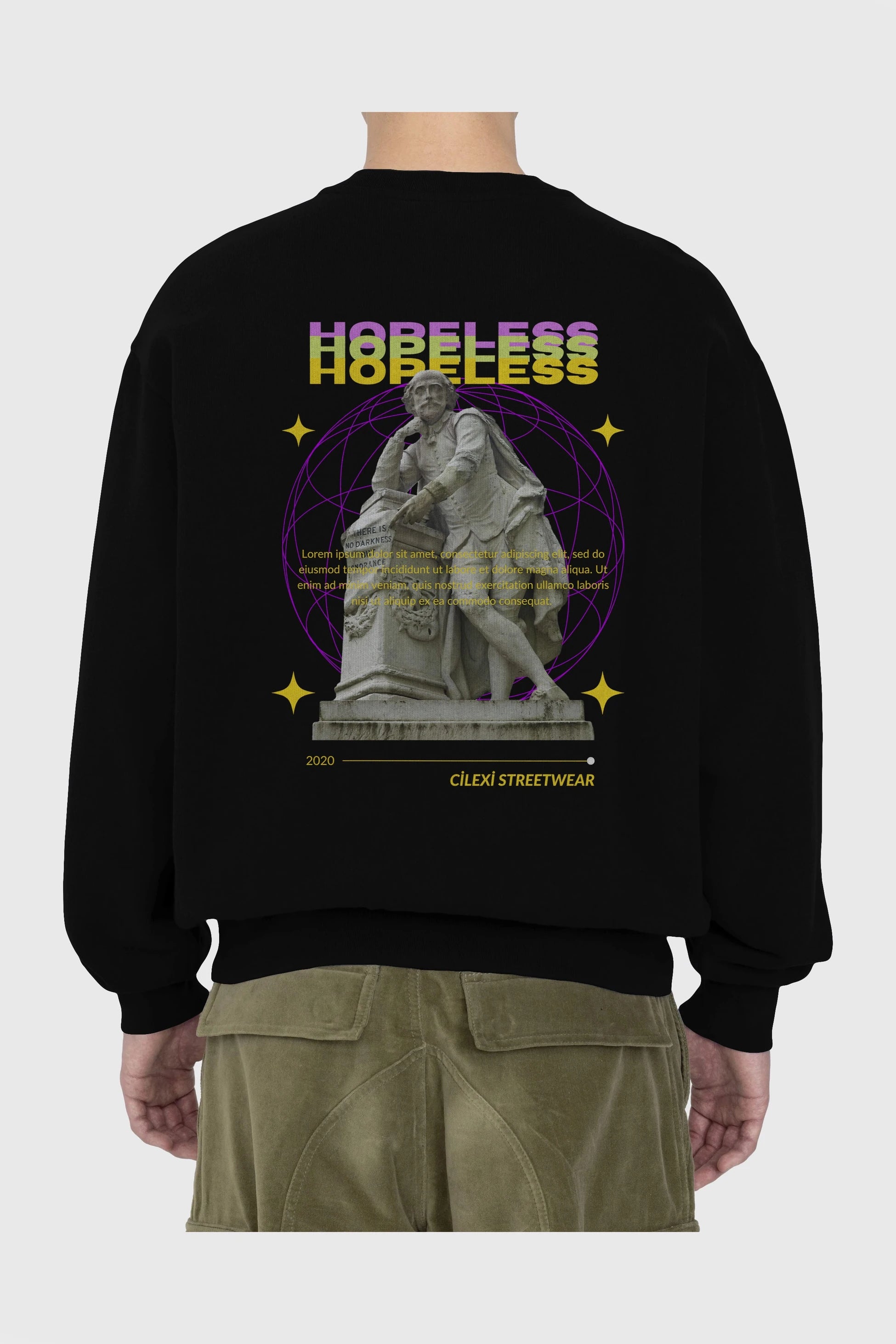 Hopeless Arka Baskılı Oversize Sweatshirt Erkek Kadın Unisex