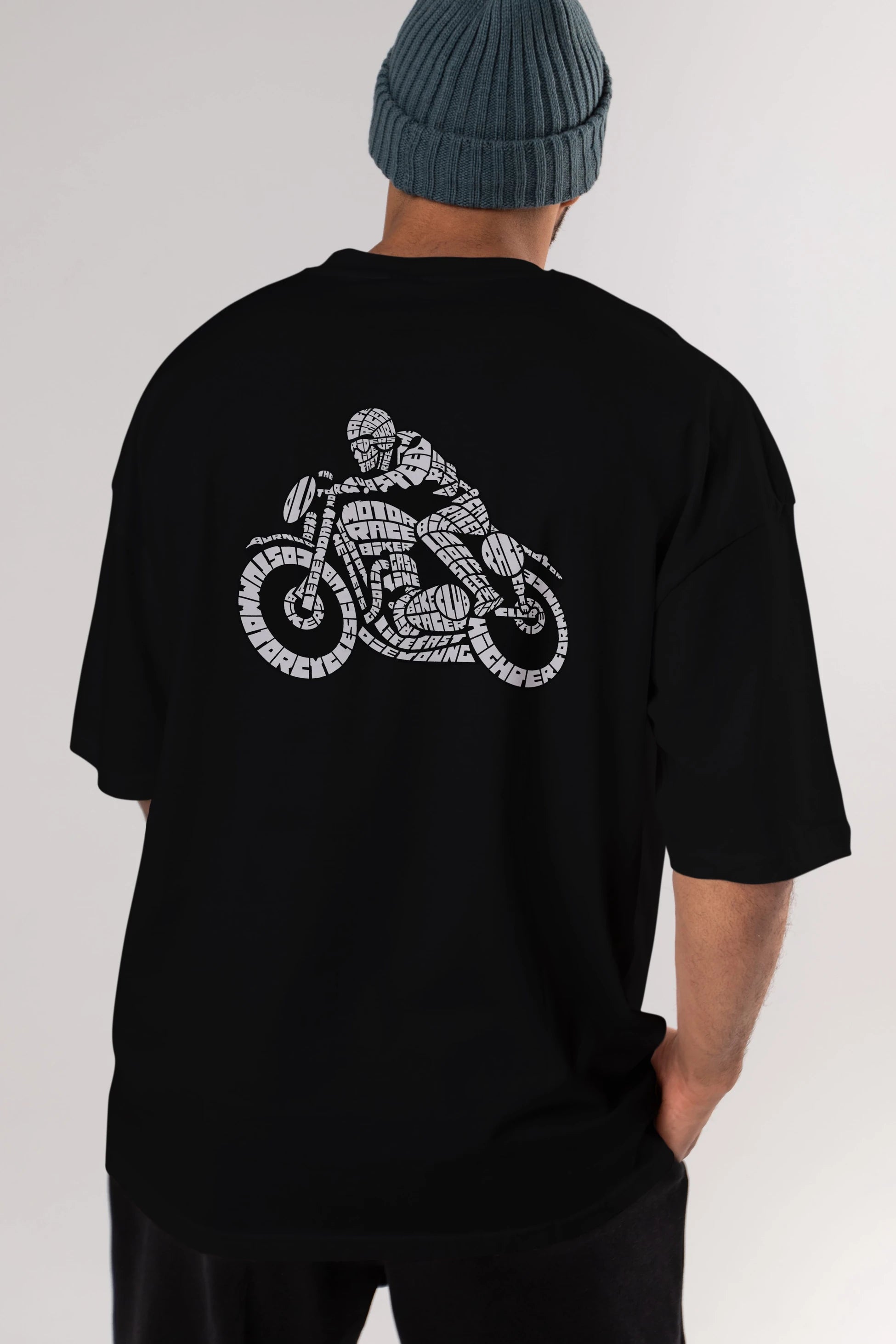 Caferacer Arka Baskılı Oversize t-shirt %100 pamuk Erkek Kadın Unisex