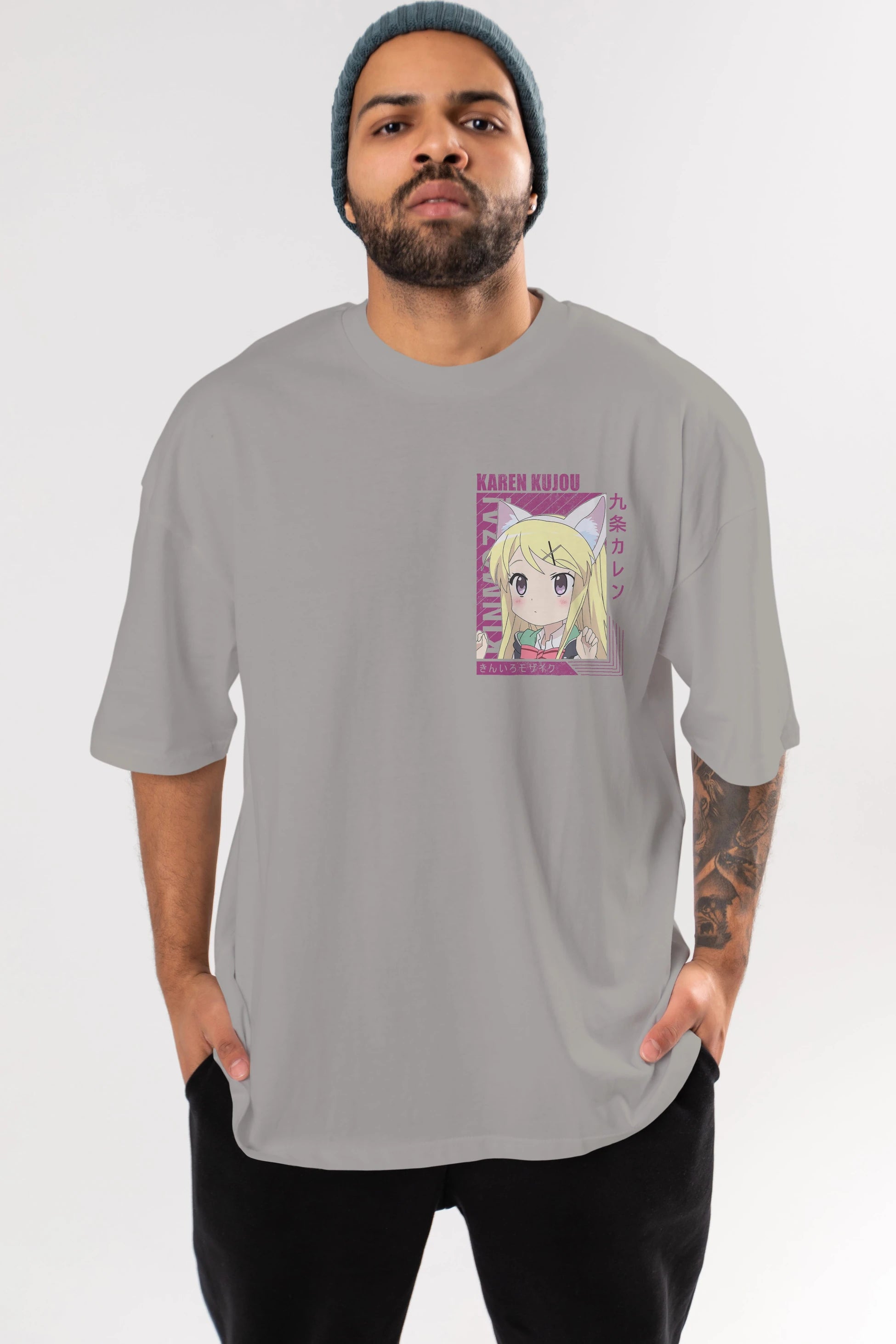Karen Kujou 4 Ön Sol Baskılı Oversize t-shirt Erkek Kadın Unisex %100 Pamuk Bisiklet Yaka tişort