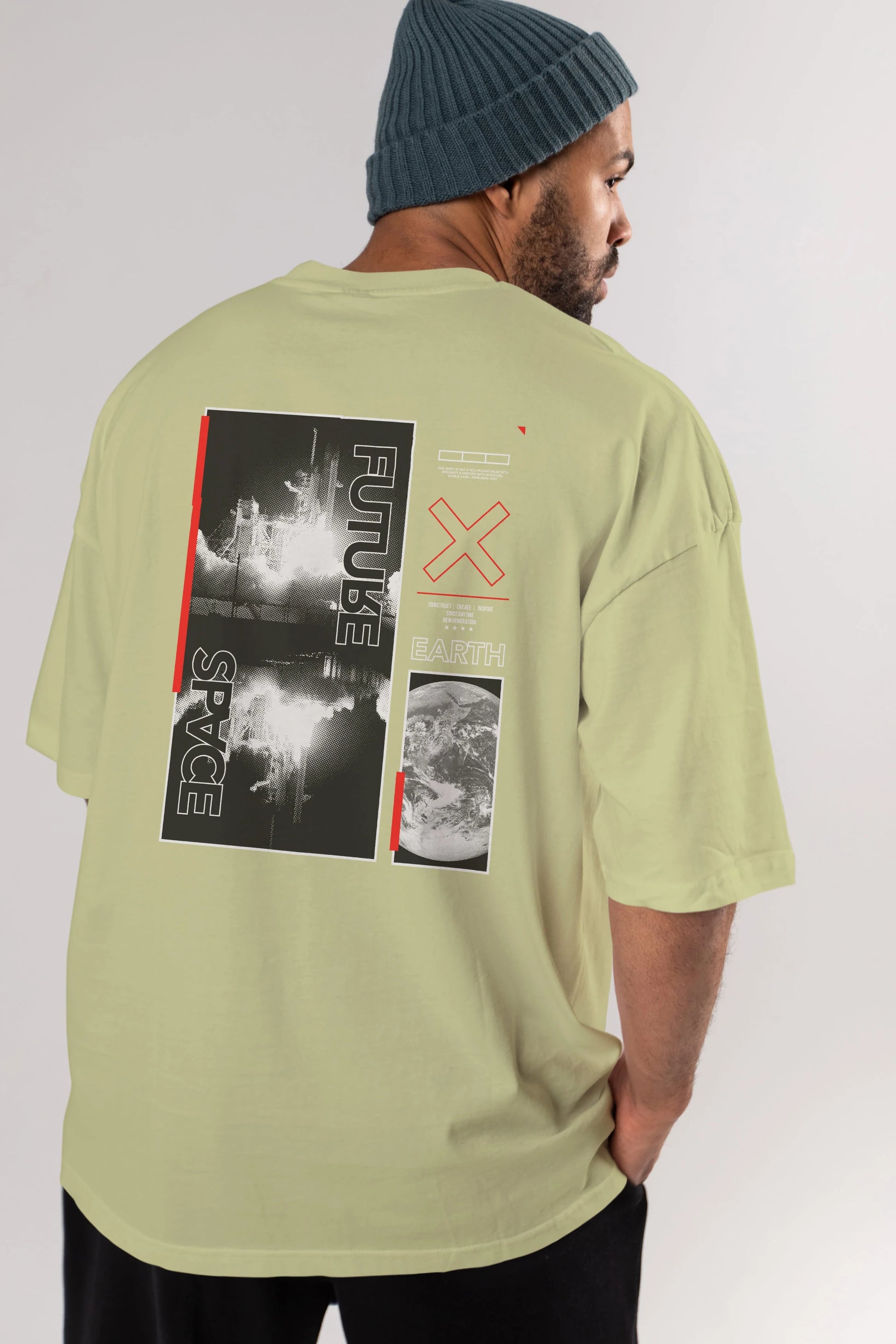 Future Space Arka Baskılı Oversize t-shirt Erkek Kadın Unisex