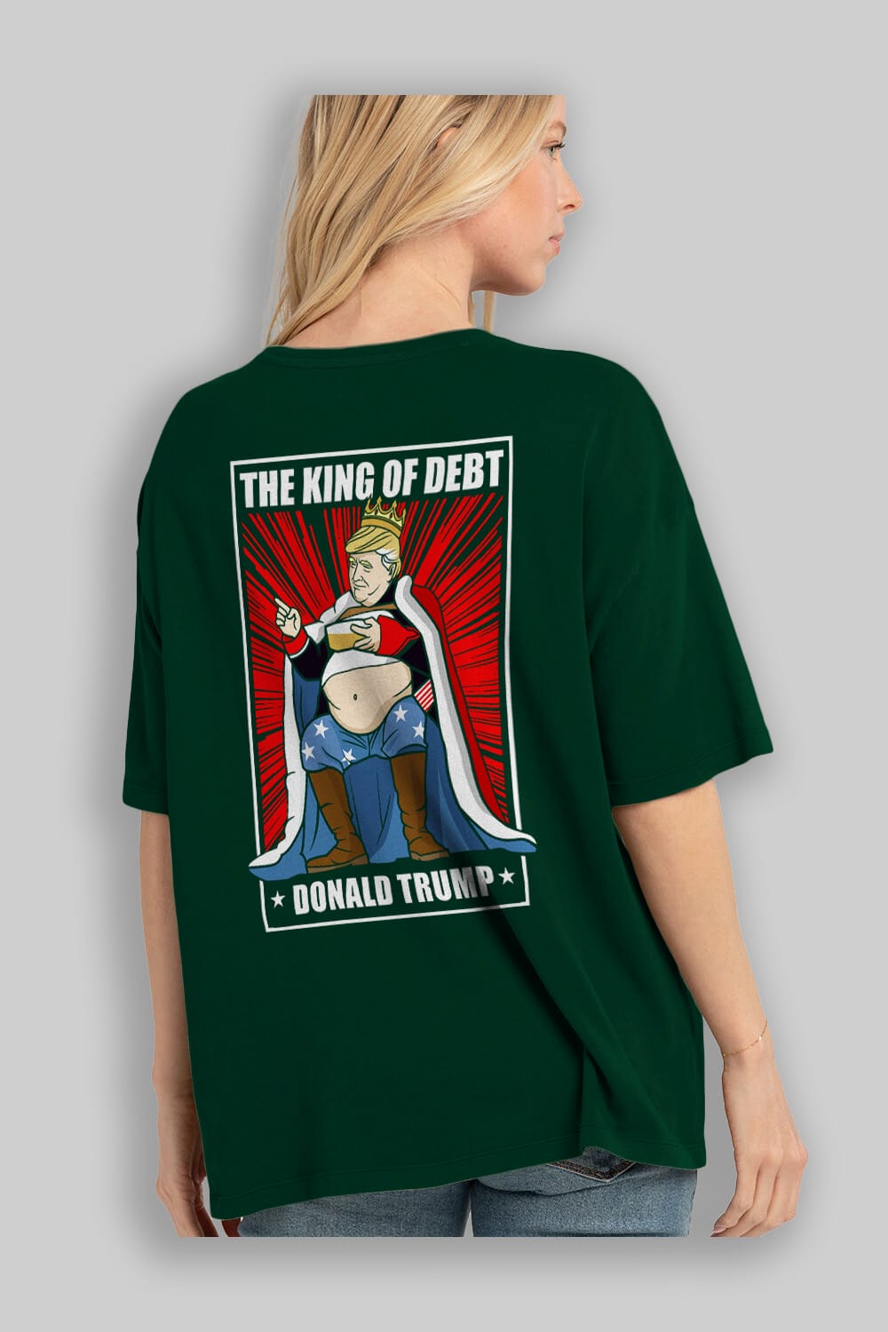 Trump King Arka Baskılı Oversize t-shirt Erkek Kadın Unisex %100 Pamuk tişort