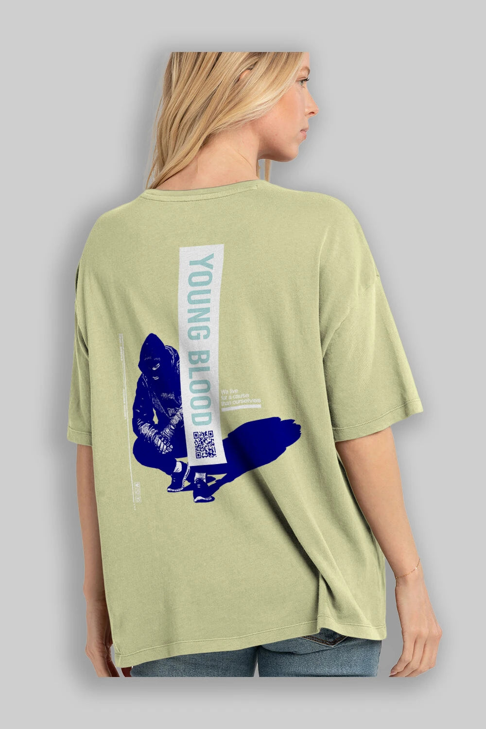 Young Blood Arka Baskılı Oversize t-shirt Erkek Kadın Unisex