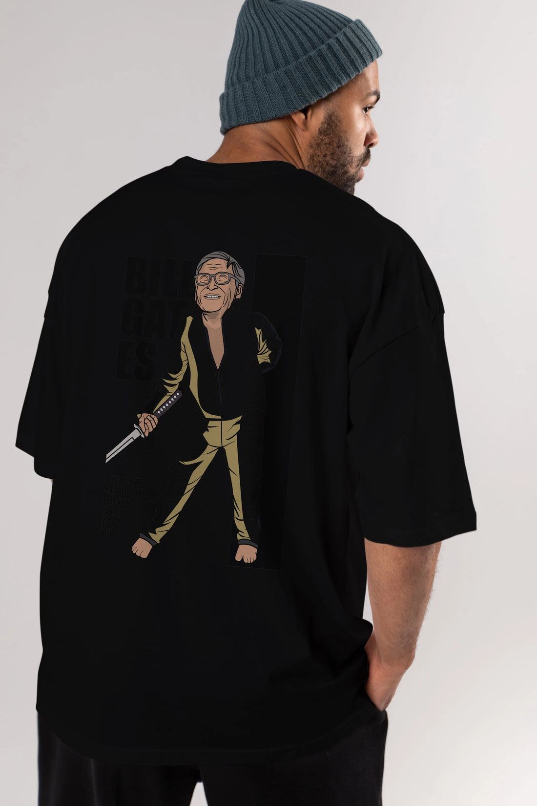 Bill Gates Arka Baskılı Oversize t-shirt Erkek Kadın Unisex %100 Pamuk tişort