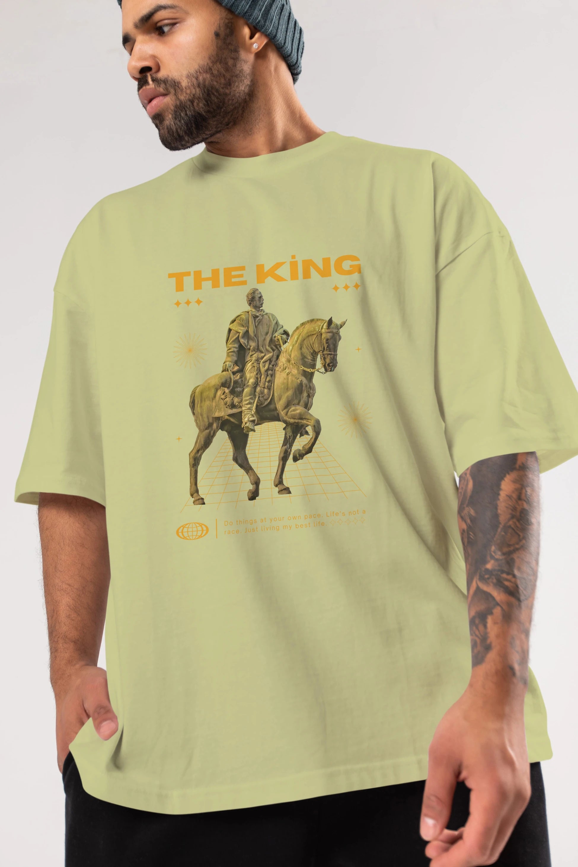 The King Yazılı Ön Baskılı Oversize t-shirt Erkek Kadın Unisex