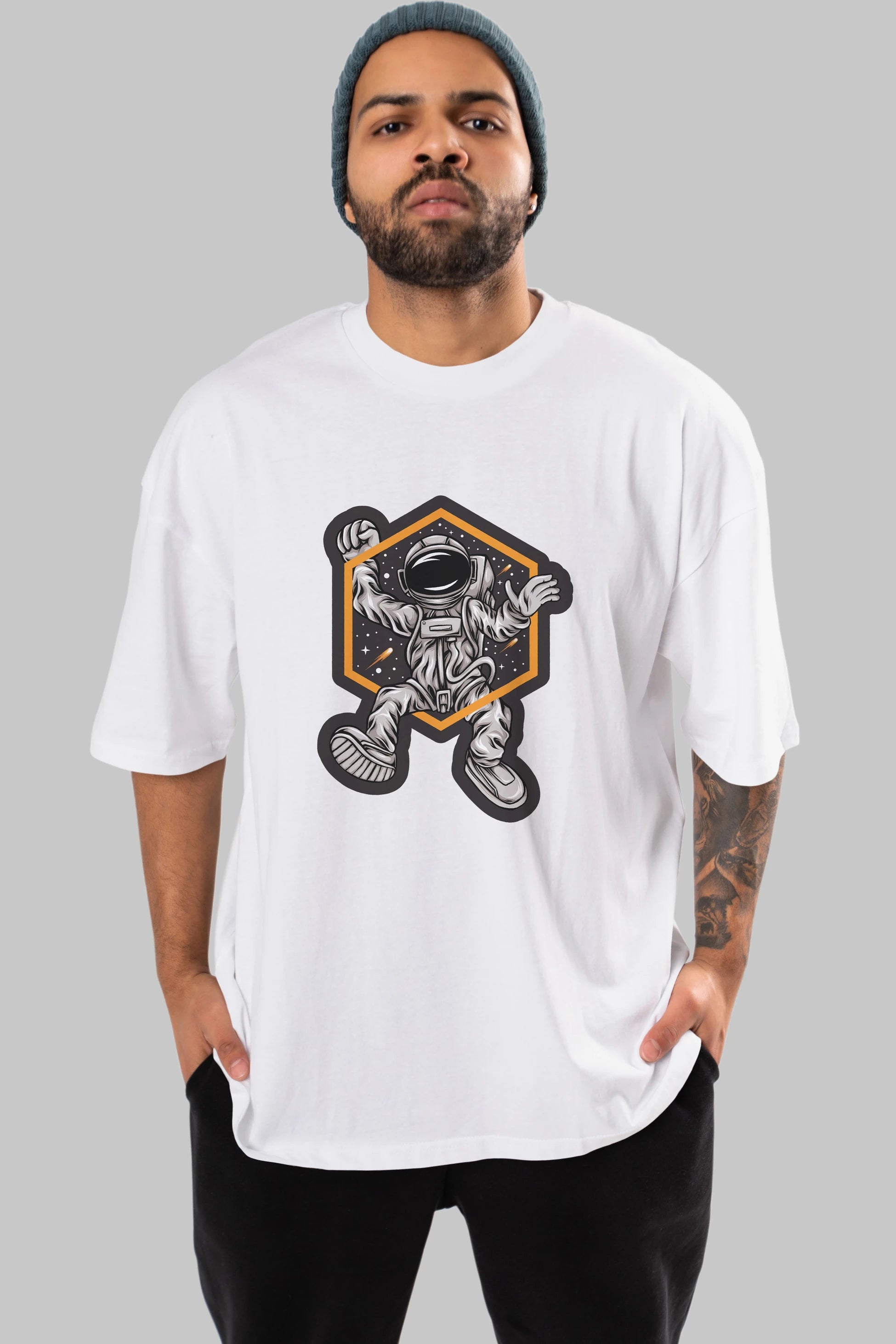 Astrofun Sticker Ön Baskılı Oversize t-shirt Erkek Kadın Unisex