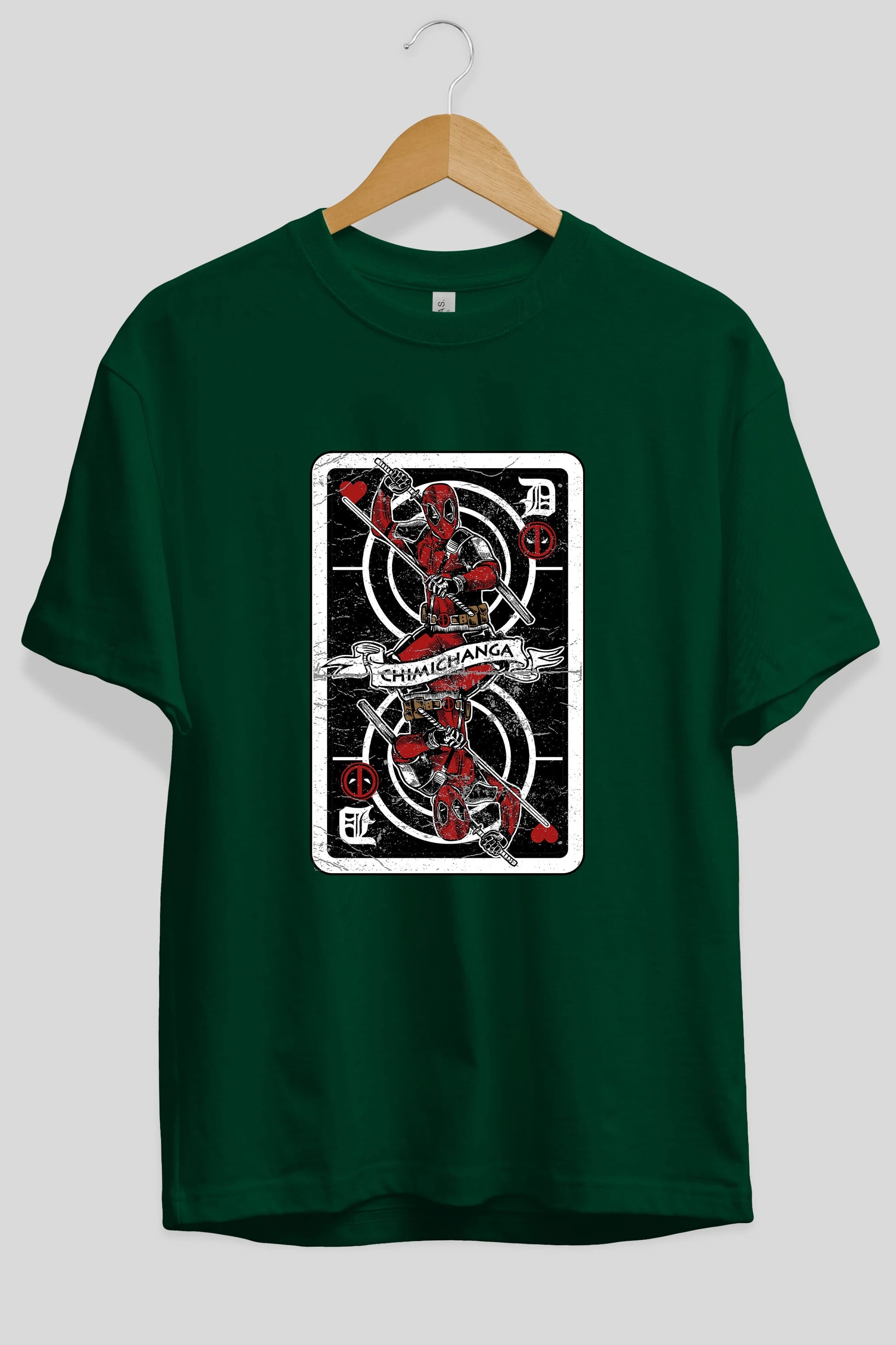 Deadpool Card Ön Baskılı Oversize t-shirt Erkek Kadın Unisex %100 Pamuk tişort
