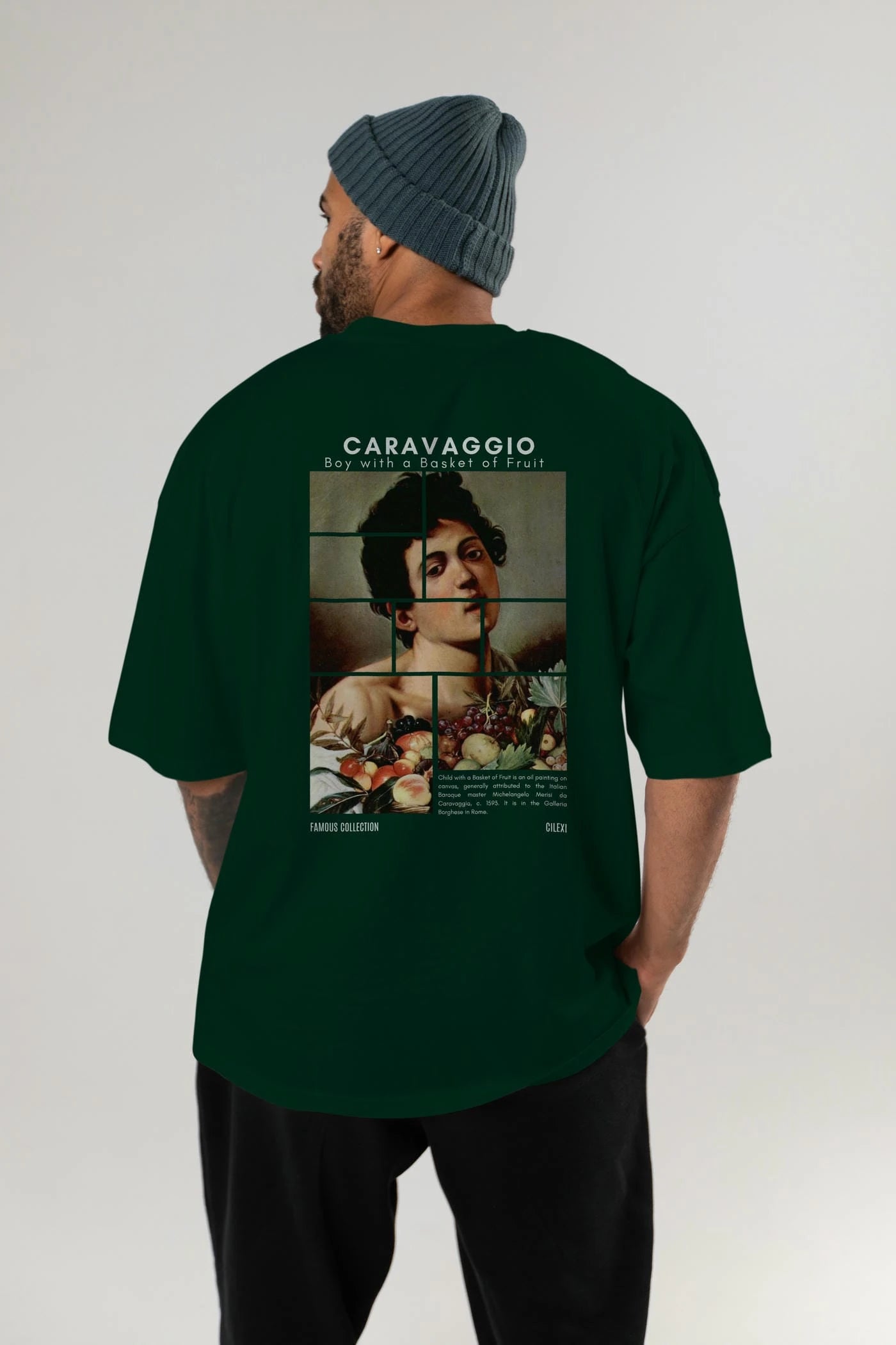 Caravaggio Boy Arka Baskılı Oversize t-shirt Erkek Kadın Bisiklet Yaka Pamuk tişort