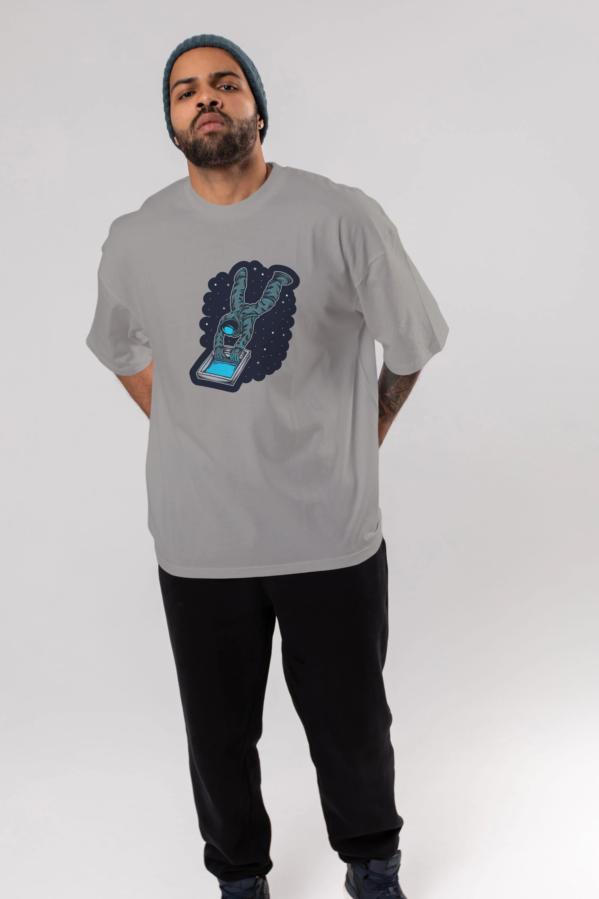 Astroscreen Sticker Ön Baskılı Oversize t-shirt Erkek Kadın Unisex
