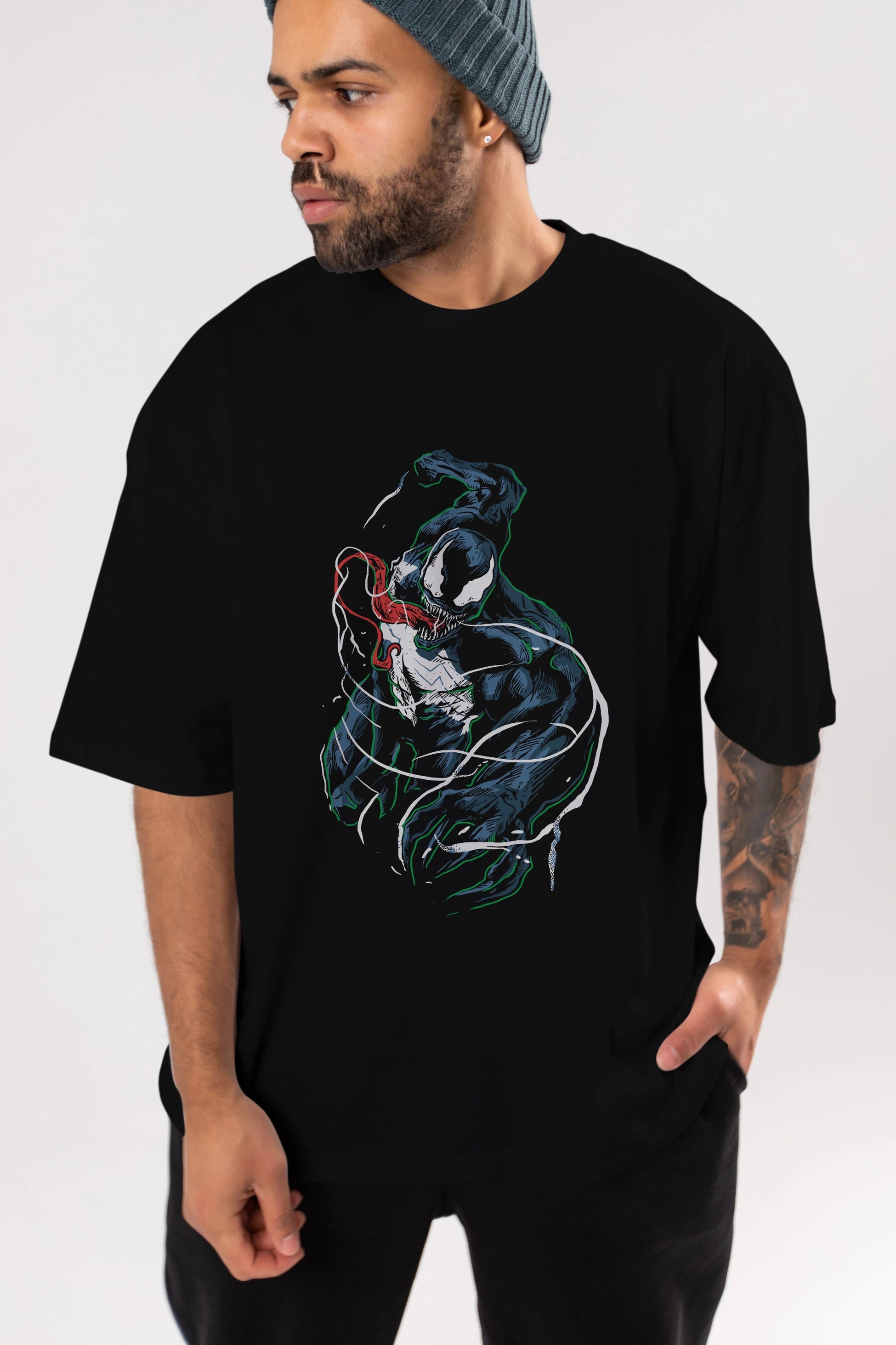 Venom (5) Ön Baskılı Oversize t-shirt Erkek Kadın Unisex %100 Pamuk Bisiklet Yaka tişort