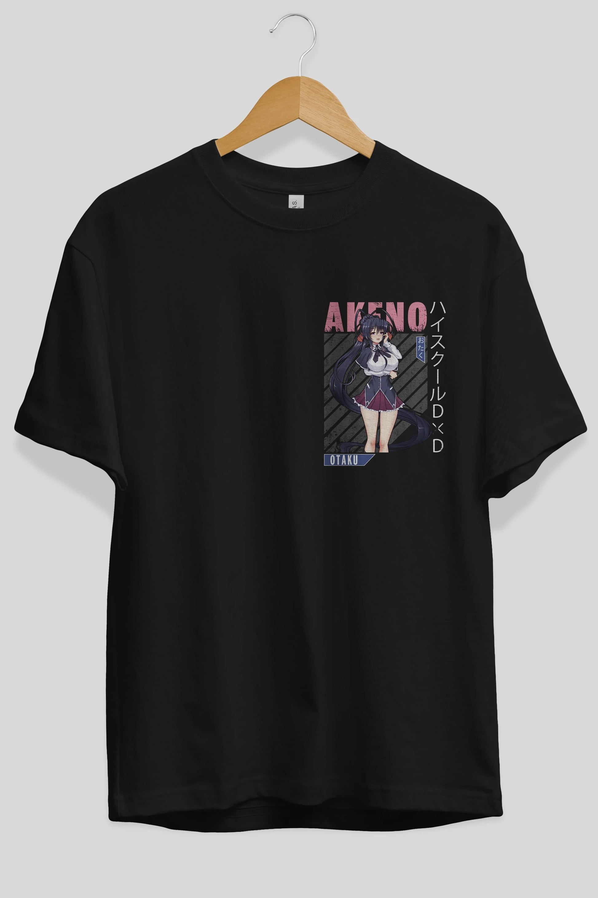 Akeno Himejima 4 Ön Sol Baskılı Oversize t-shirt Erkek Kadın Unisex %100 Pamuk Bisiklet Yaka tişort
