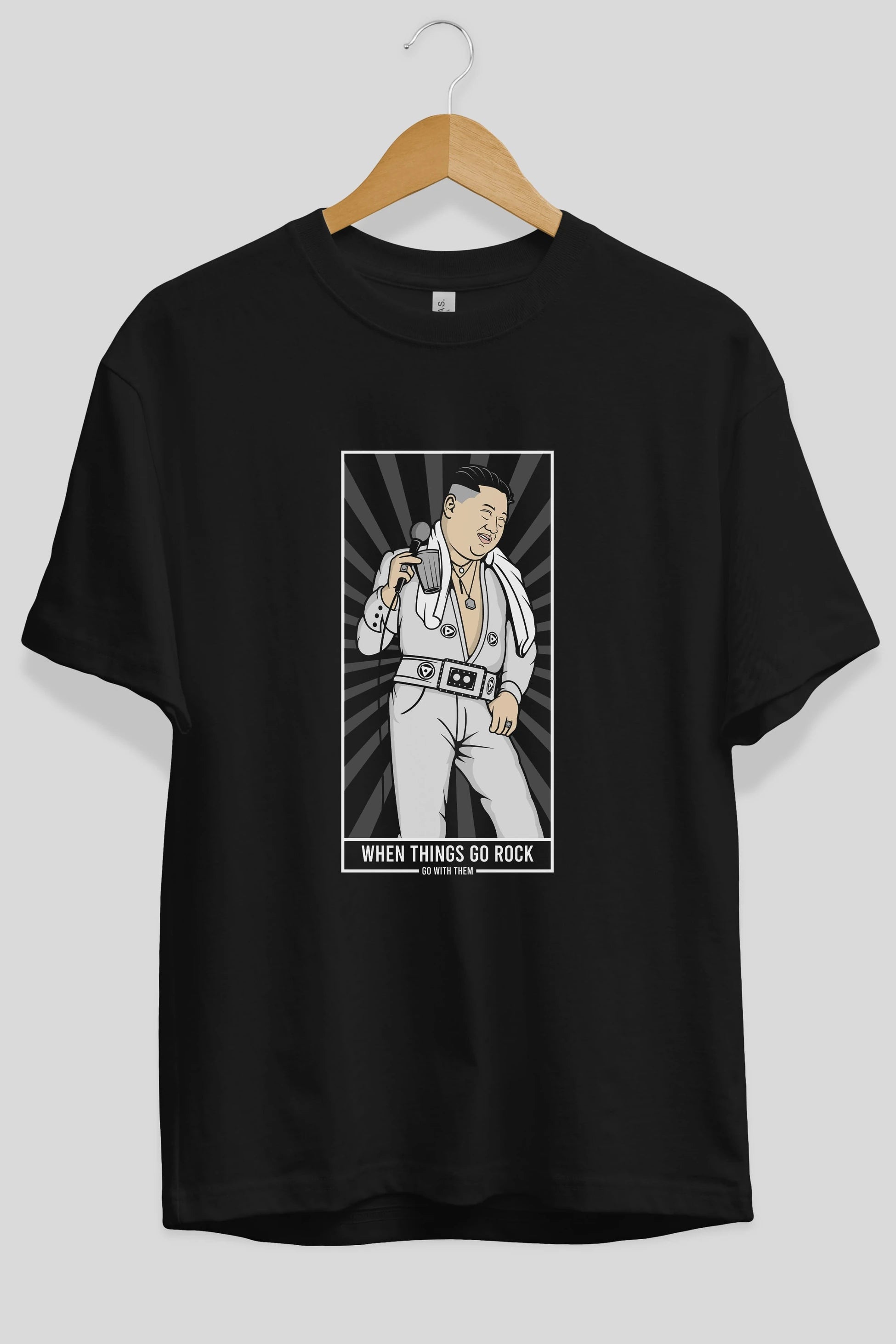 Kim Elvis Ön Baskılı Oversize t-shirt Erkek Kadın Unisex %100 Pamuk tişort