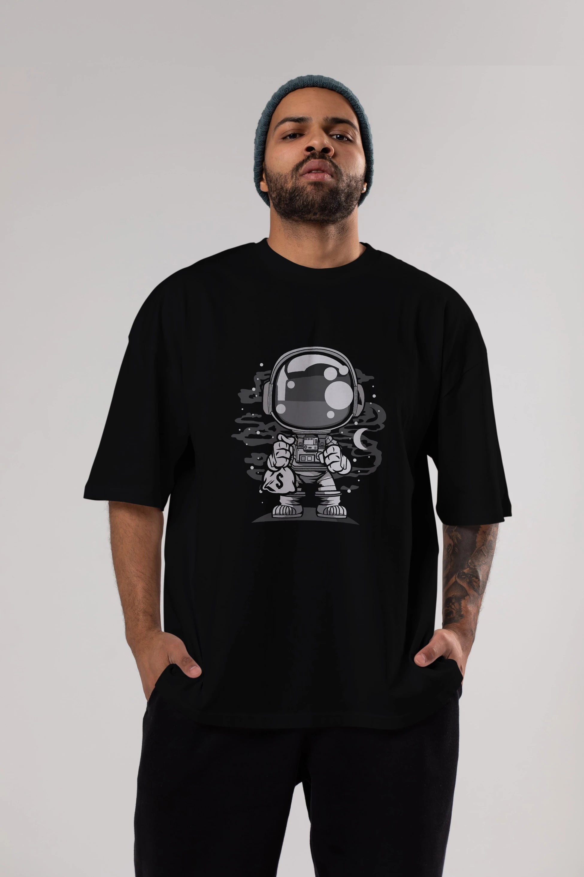 Astronaut Chibi Ön Baskılı Oversize t-shirt Erkek Kadın Unisex