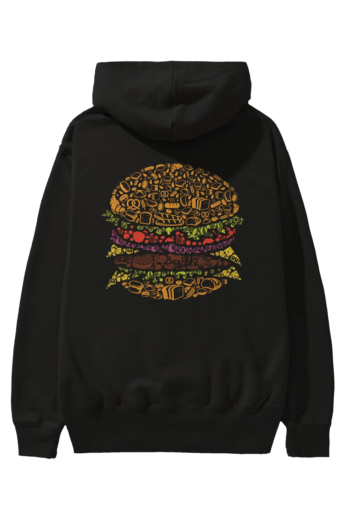 Burger Arka Baskılı Hoodie Oversize Kapüşonlu Sweatshirt Erkek Kadın Unisex
