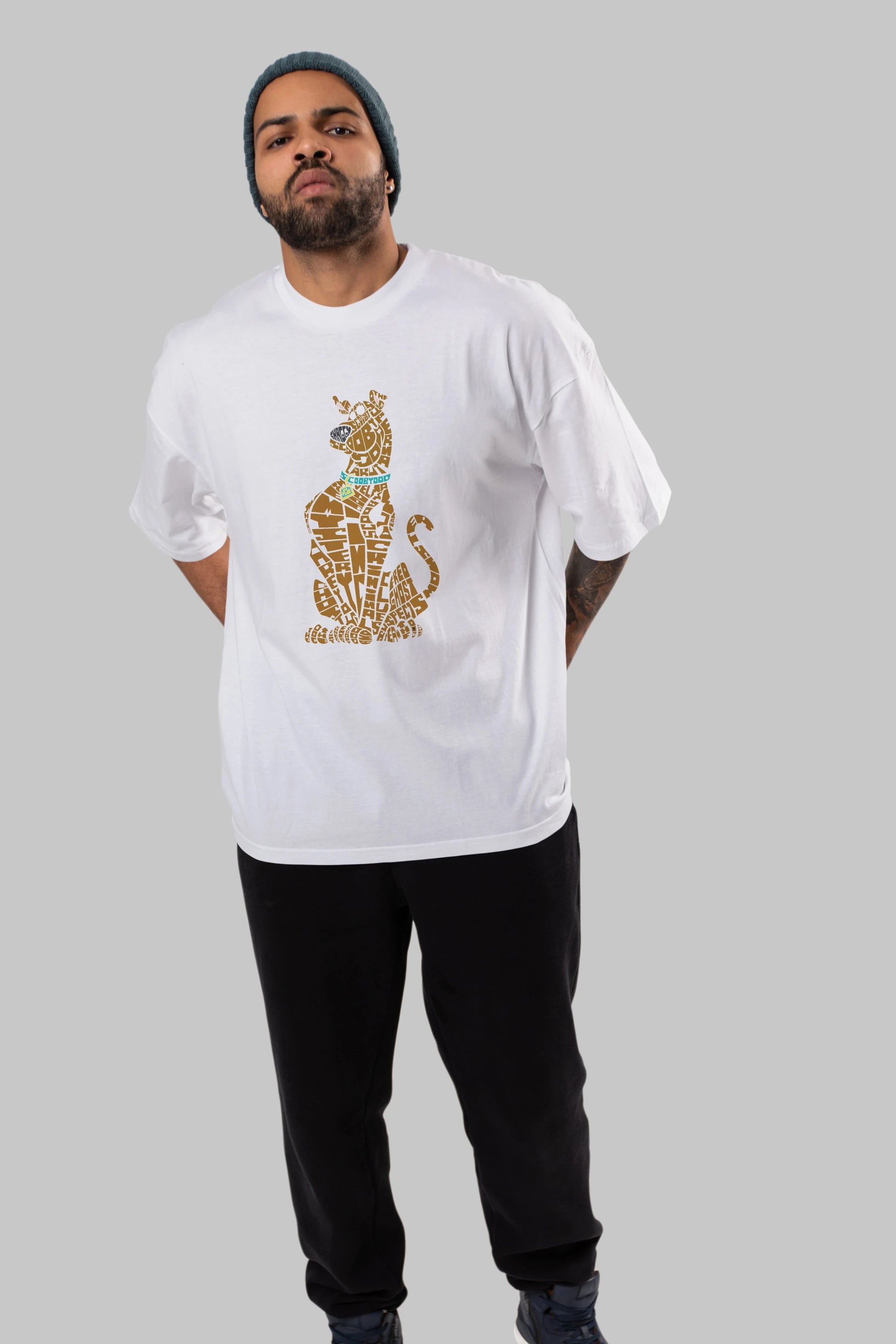 Scooby Doo Ön Baskılı Oversize t-shirt %100 pamuk Erkek Kadın Unisex