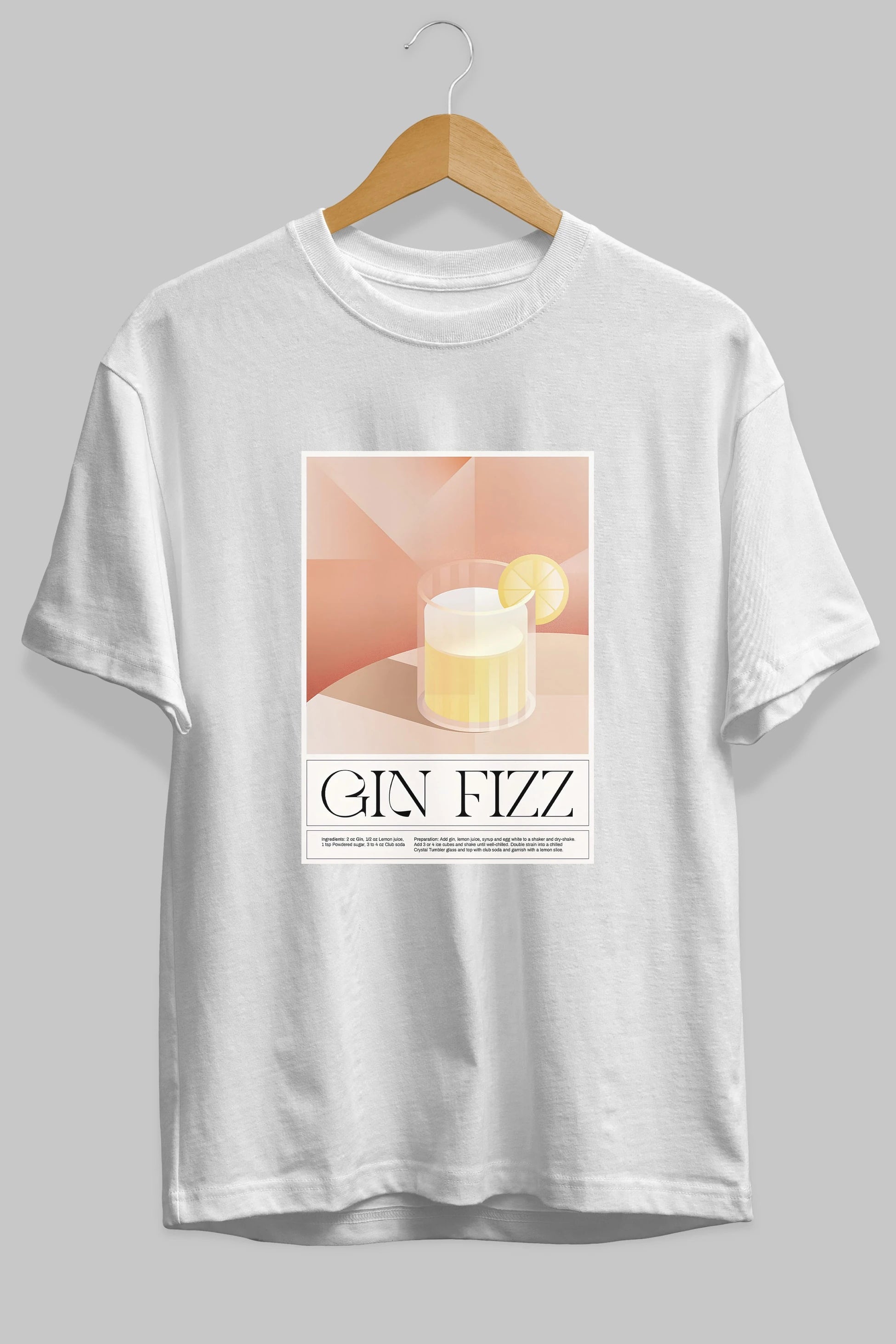 Gin Fizz Ön Baskılı Oversize t-shirt Erkek Kadın Unisex %100 Pamuk Bisiklet Yaka tişort