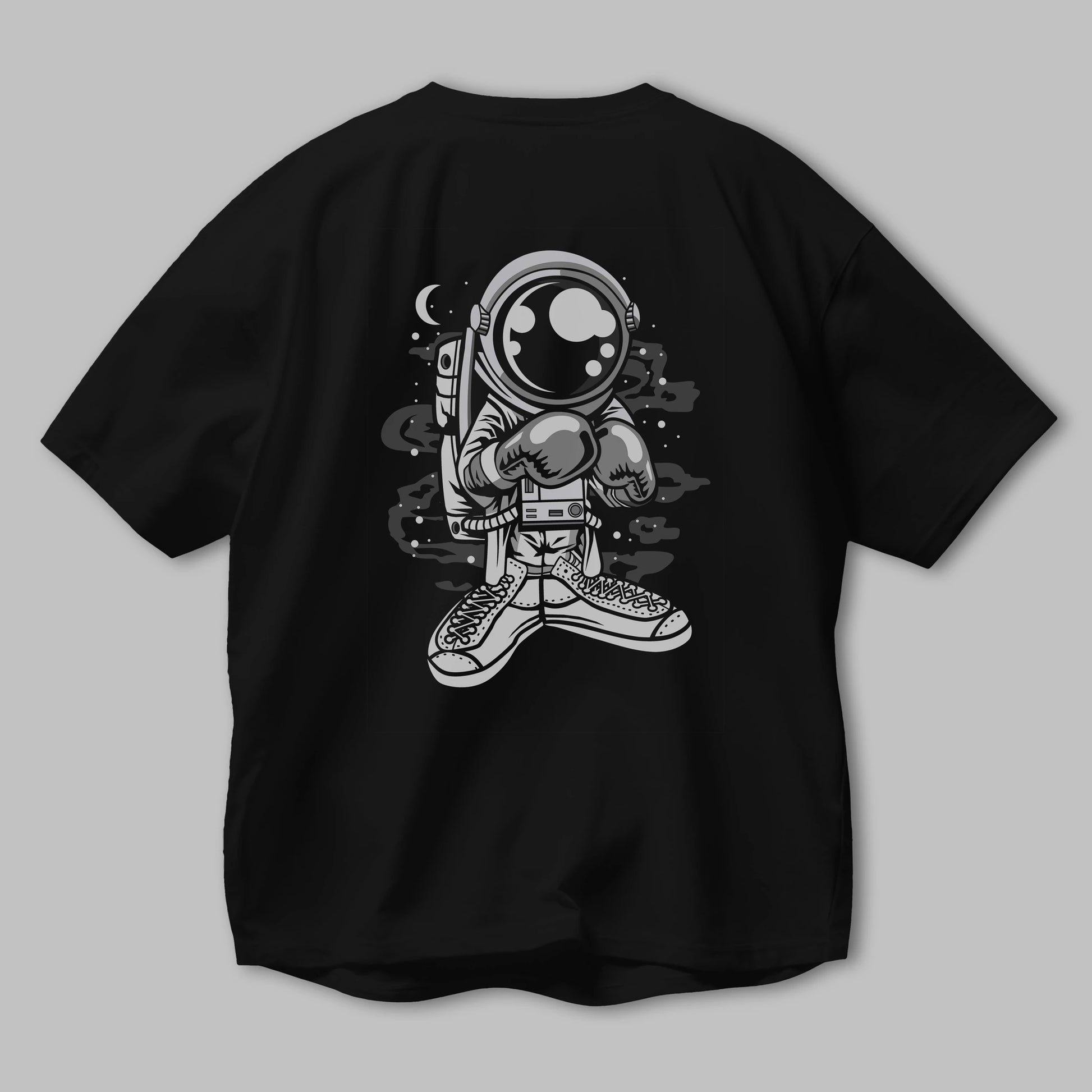 Astronaut Boxer Arka Baskılı Oversize t-shirt Erkek Kadın Unisex
