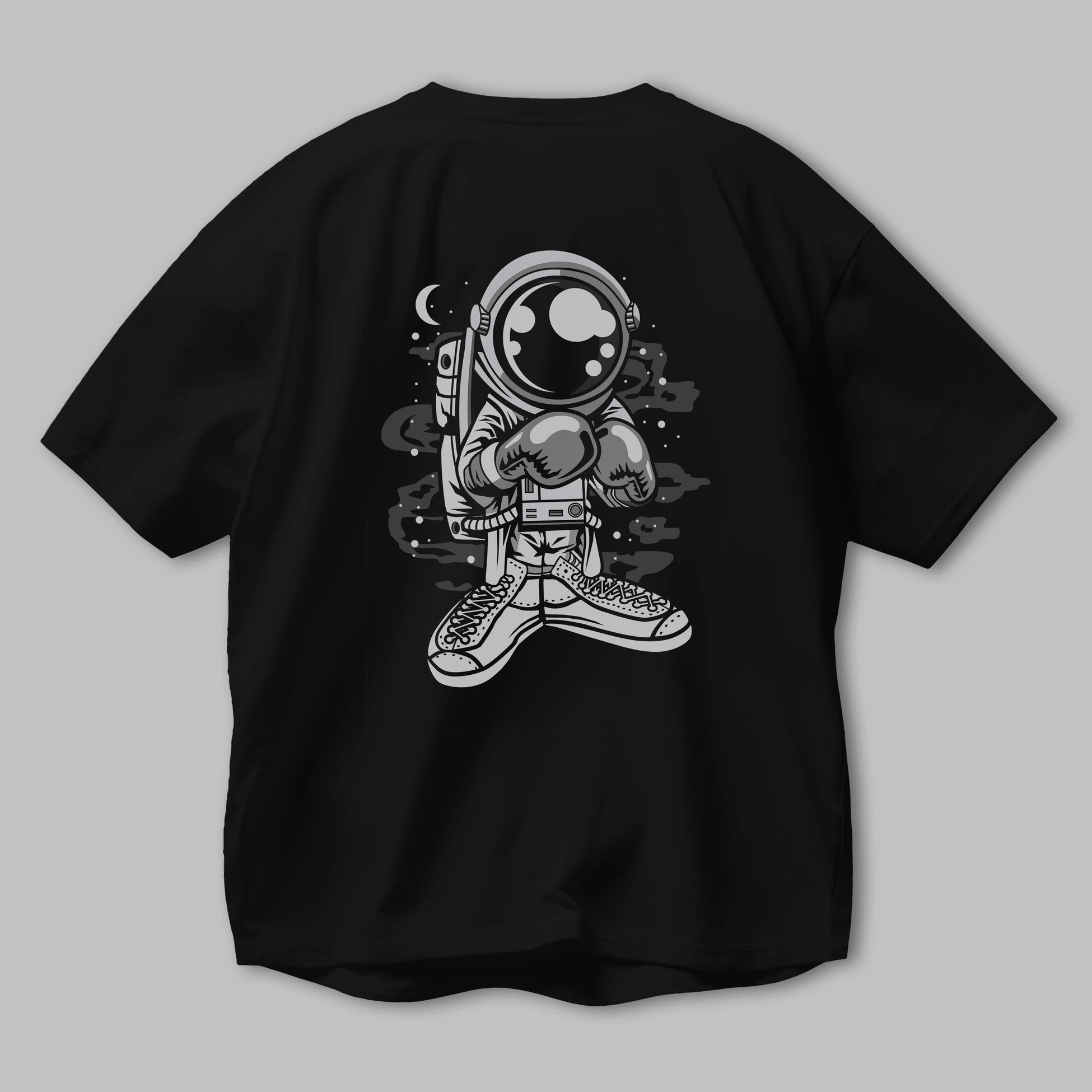 Astronaut Boxer Arka Baskılı Oversize t-shirt Erkek Kadın Unisex