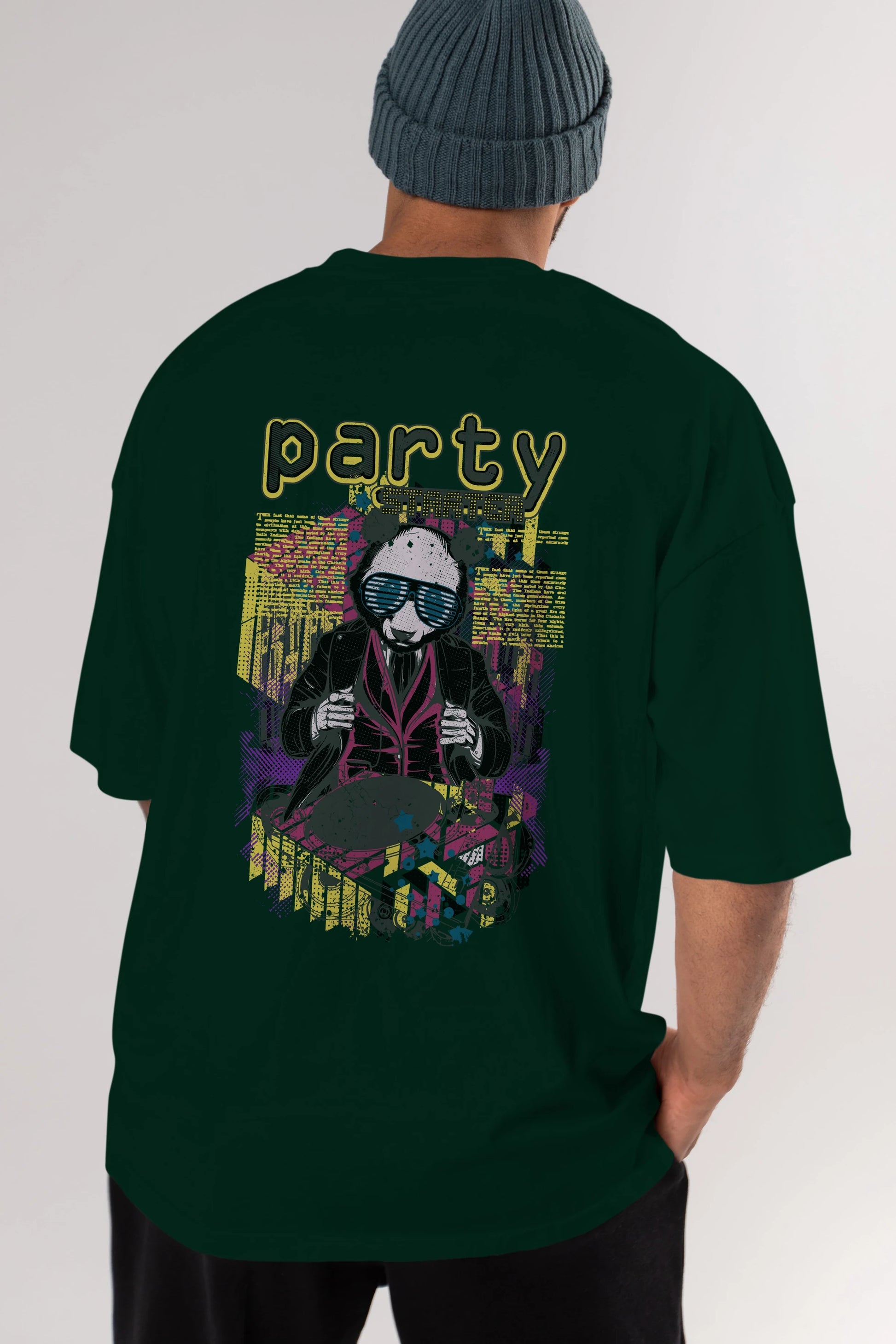 Party Starter Arka Baskılı Oversize t-shirt Erkek Kadın Unisex
