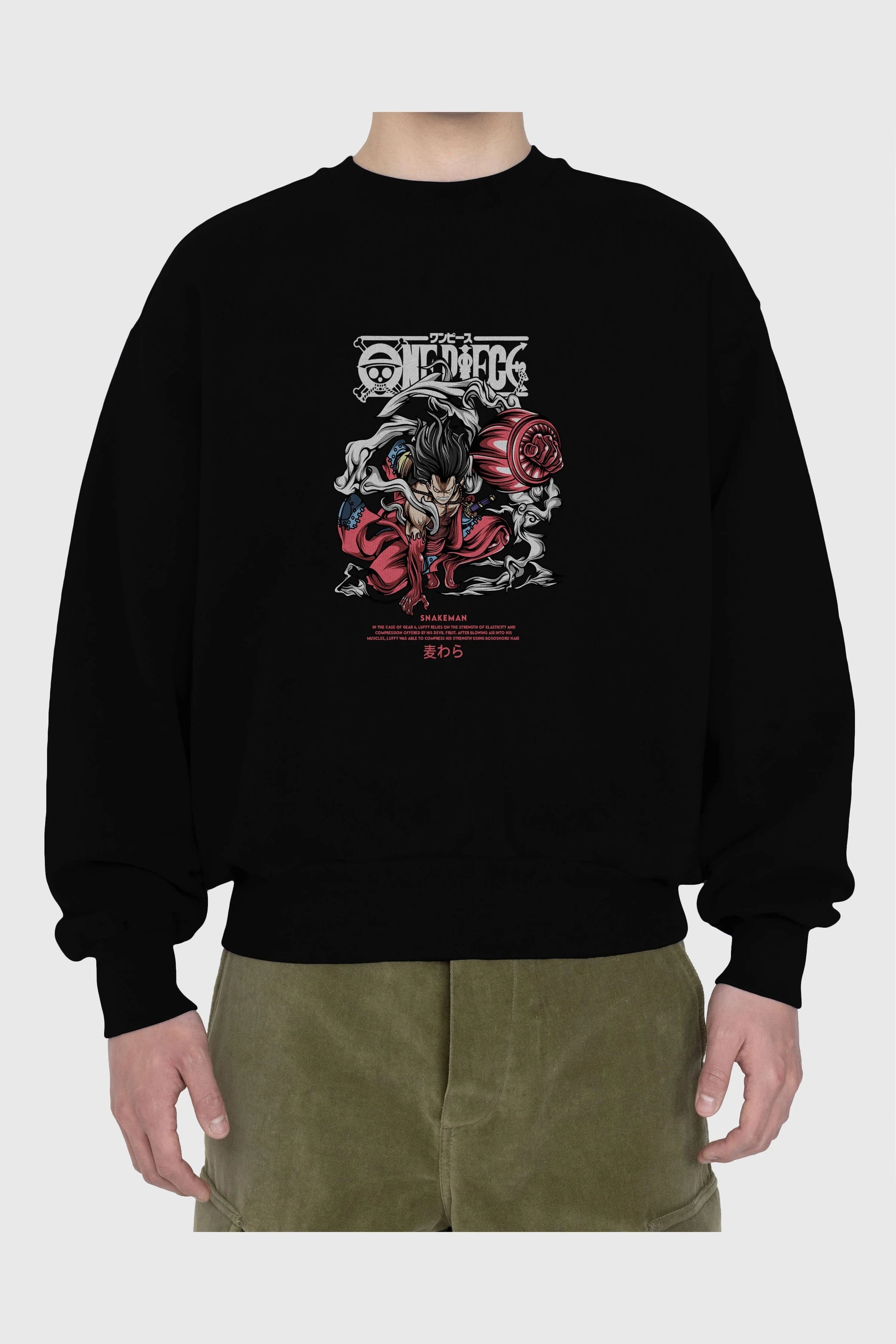 One Piece Snakeman Anime Ön Baskılı Oversize Sweatshirt Erkek Kadın Unisex
