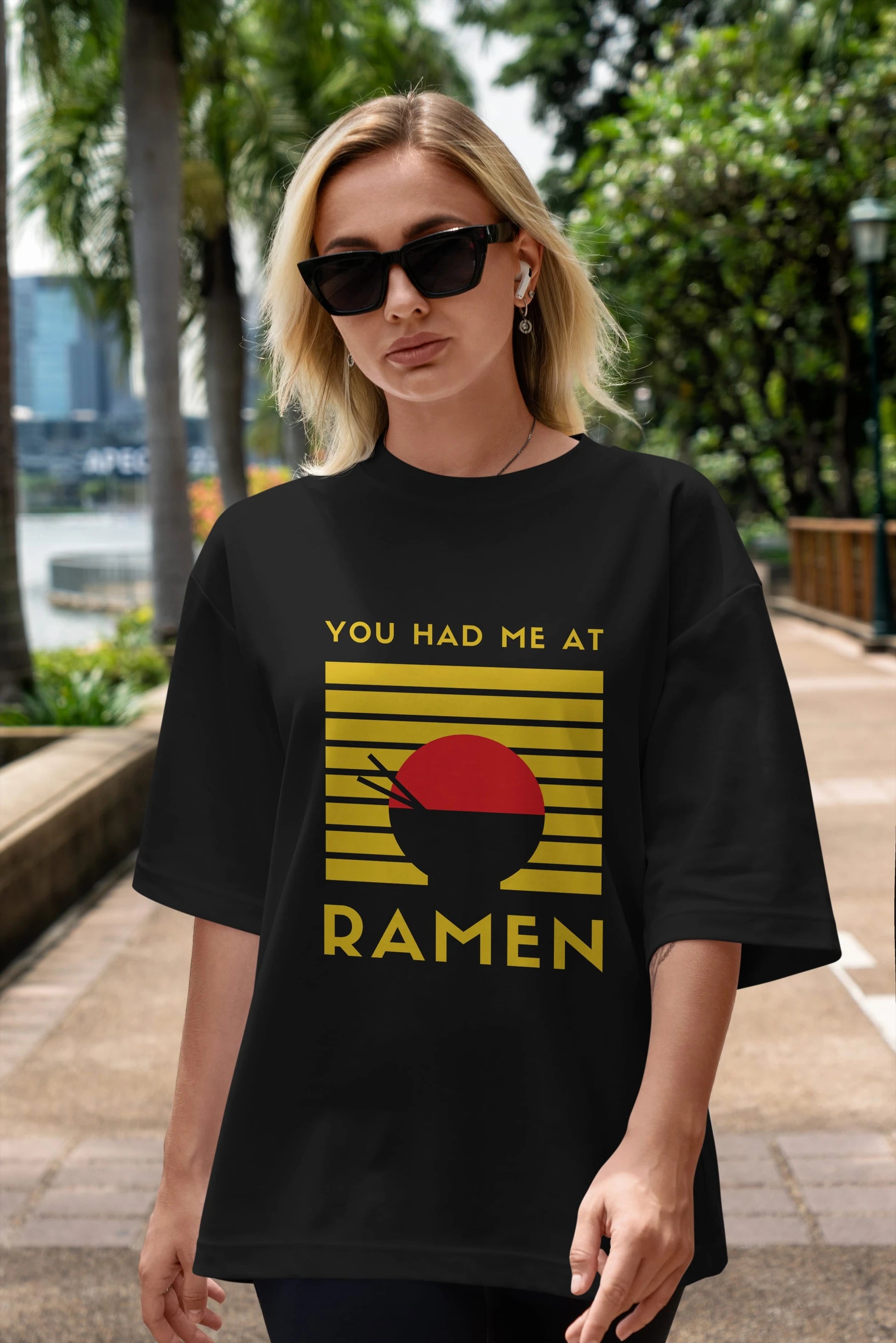 You Had me at Ramen Yazılı Ön Baskılı Oversize t-shirt Erkek Kadın Unisex