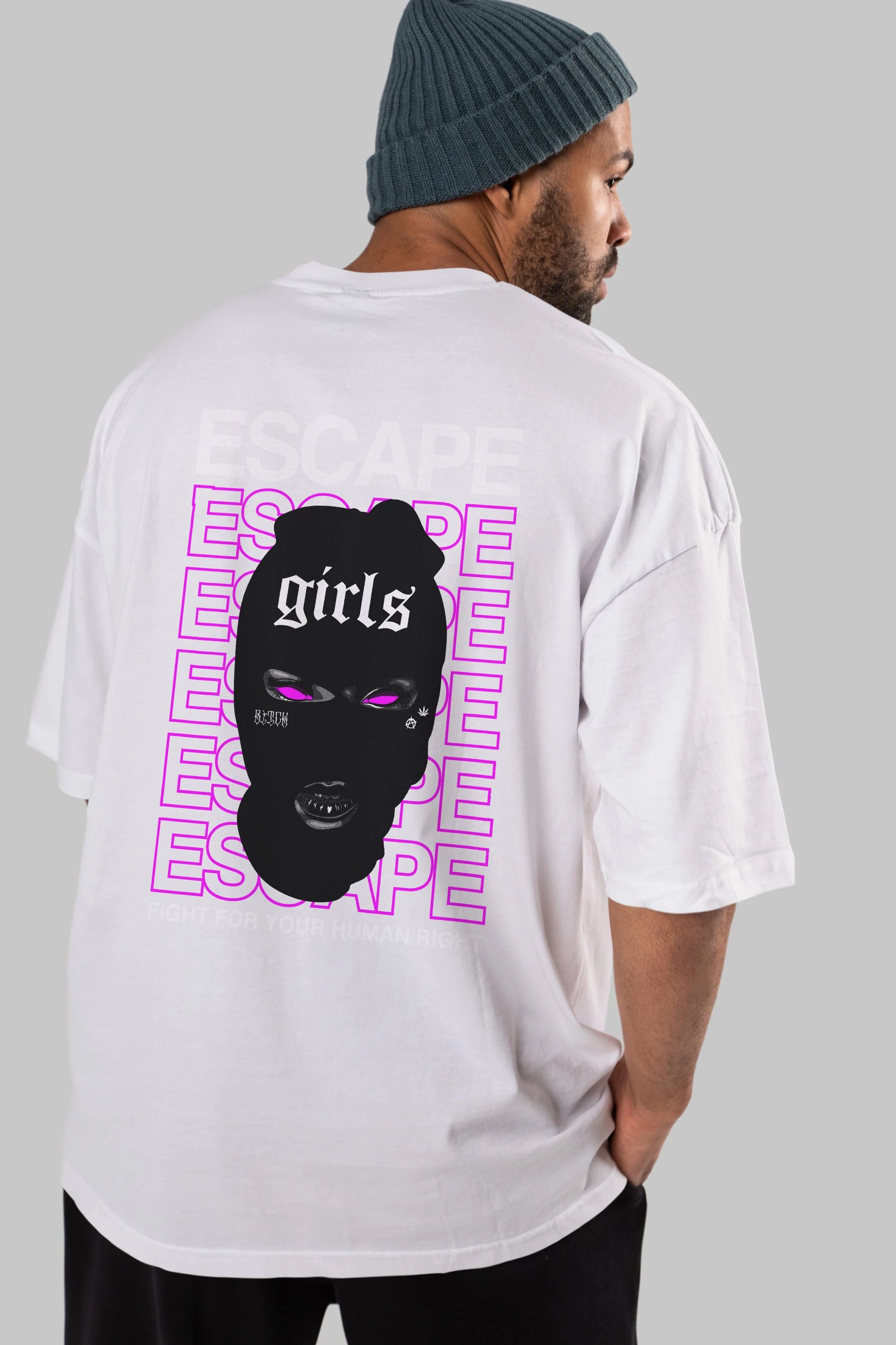 Escape Girl Arka Baskılı Oversize t-shirt Erkek Kadın Unisex